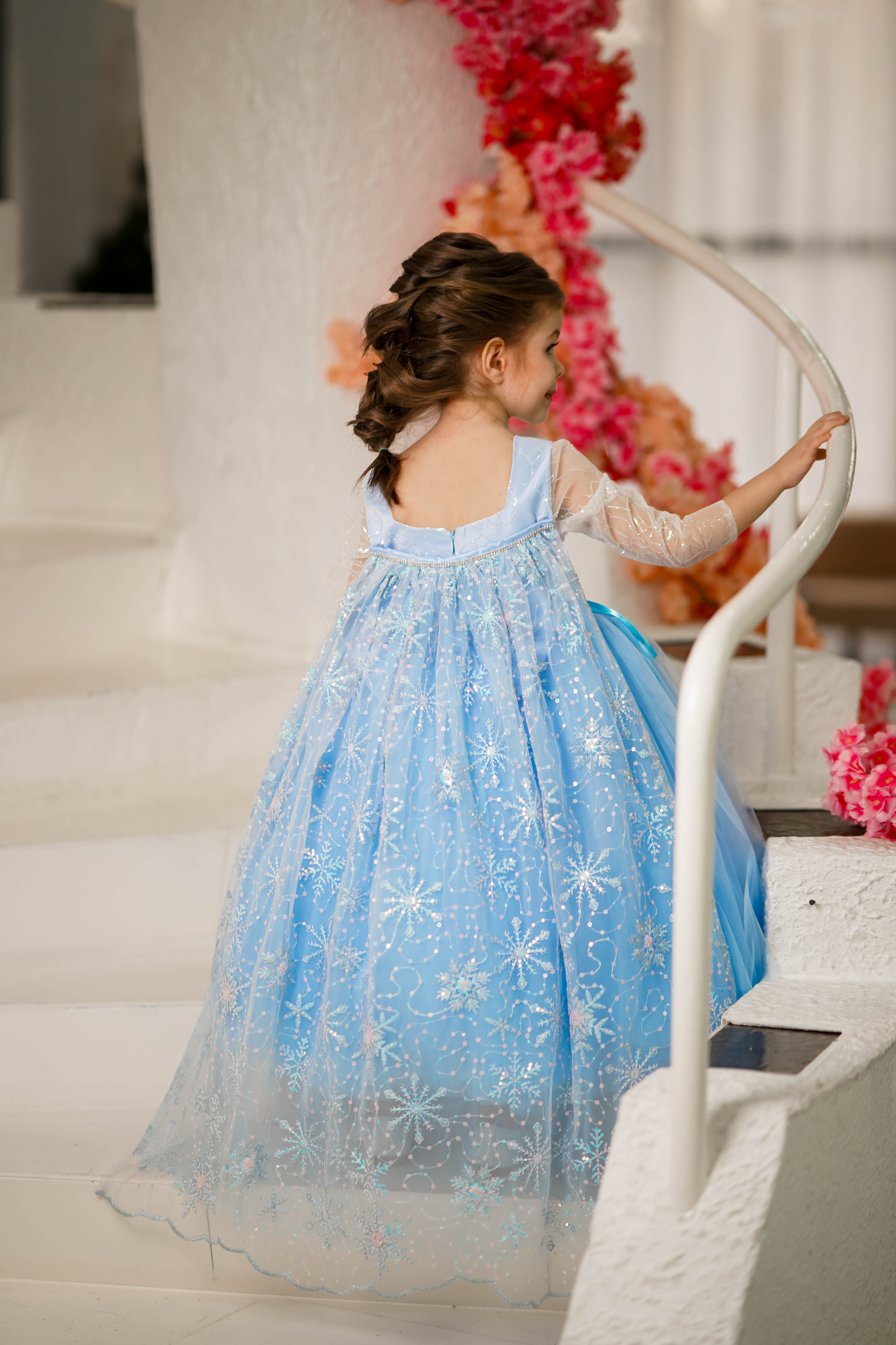toddler elsa dress Blue Girl Tulle 5 years) Long Sleeve Disney Frozen Dresses