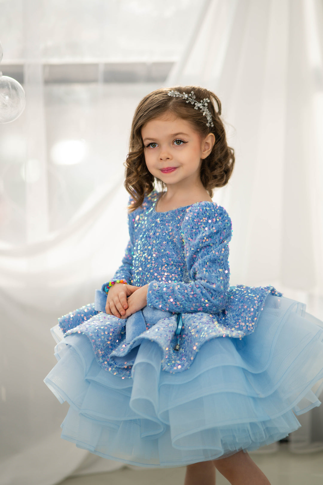Party Dress For Girls (Size 4-5 - Blue - In Stock)
