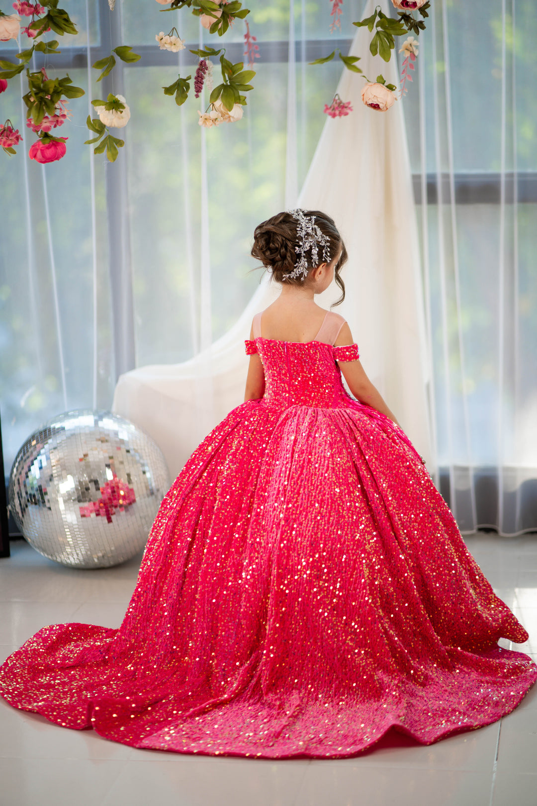 Glitz Pageant Dress For Girls (Size 4-5 - Bright Pink - In Stock)