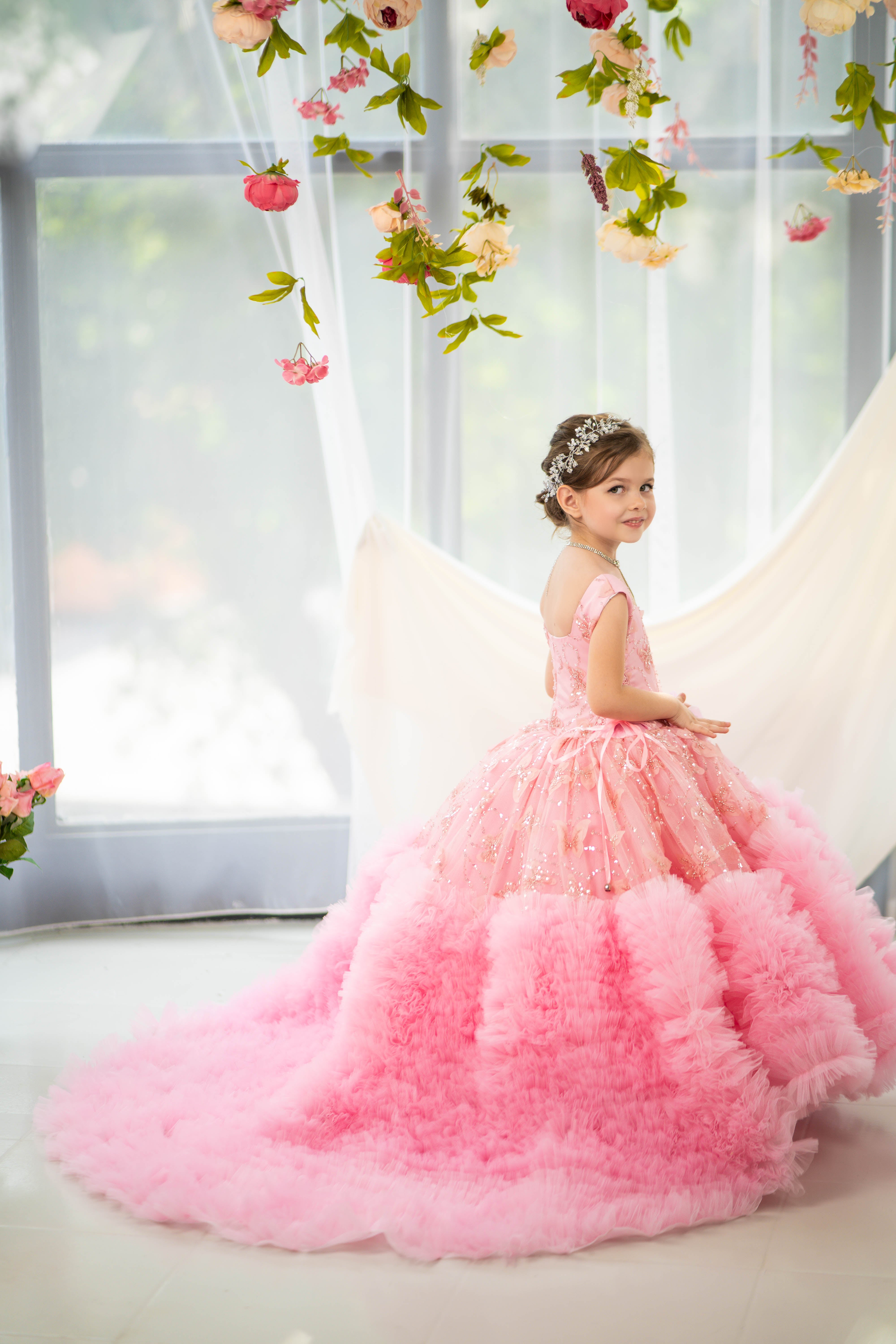 Blush pink birthday baby girl gown, first year birthday party dress, gown with train for baby, gorgeous fluffy dress for kids, tulle dress, Girls formal dress long, Ball dress for girls, Luxury dress for kids, Prom dress for kids, Blush dress, Toddler wedding dress, Tulle gown girls, Blush Flower Girl Dress, Lace flower girl dress, Girls ball gown, adorable girls' clothing, cute dress for girls, first birthday baby dress