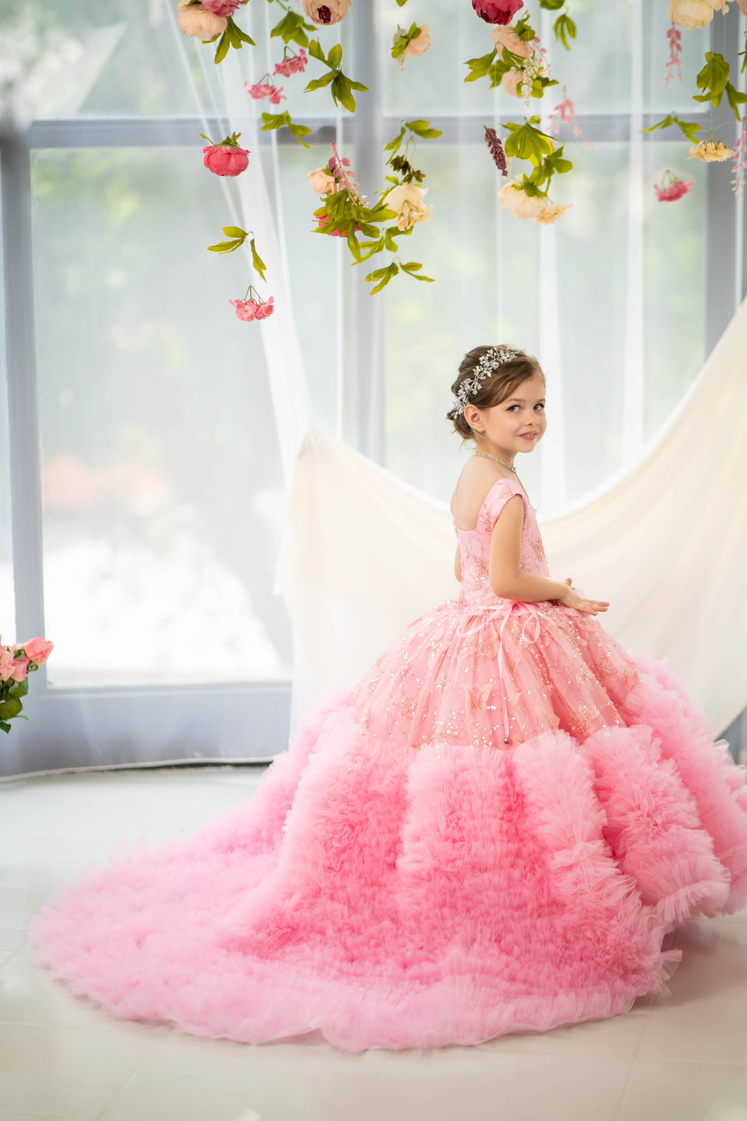 Blush pink birthday baby girl gown, first year birthday party dress, gown with train for baby, gorgeous fluffy dress for kids, tulle dress, Girls formal dress long, Ball dress for girls, Luxury dress for kids, Prom dress for kids, Blush dress, Toddler wedding dress, Tulle gown girls, Blush Flower Girl Dress, Lace flower girl dress, Girls ball gown, adorable girls&
