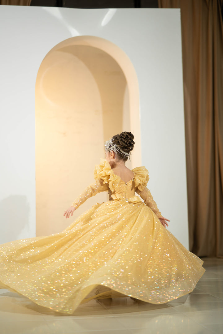 Children Pageant Gown (Size 5-6 - Gold - In Stock)