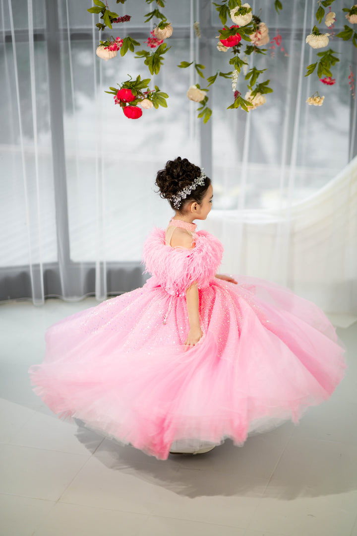 Blush pink birthday baby girl gown, first year birthday party dress, gown with train for baby, gorgeous fluffy dress for kids, tulle dress, Girls formal dress long, Ball dress for girls, Luxury dress for kids, Prom dress for kids, Blush dress, Toddler wedding dress, Tulle gown girls, Blush Flower Girl Dress, Lace flower girl dress, Girls ball gown, adorable girls&