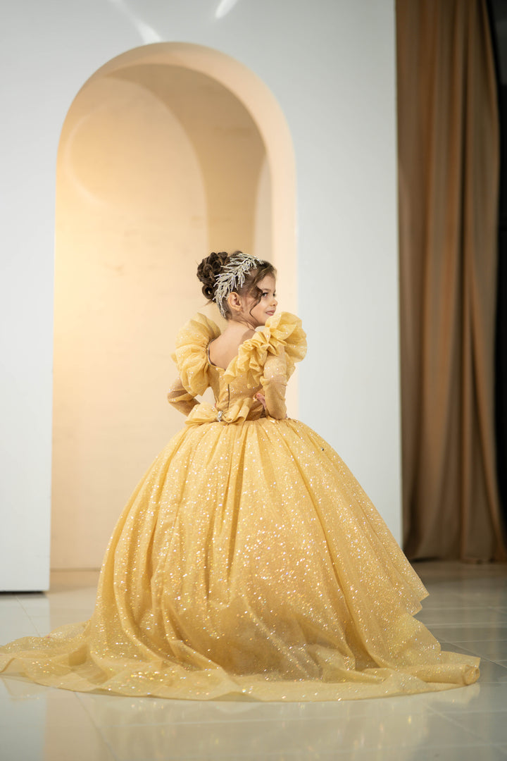 Children Pageant Gown (Size 5-6 - Gold - In Stock)