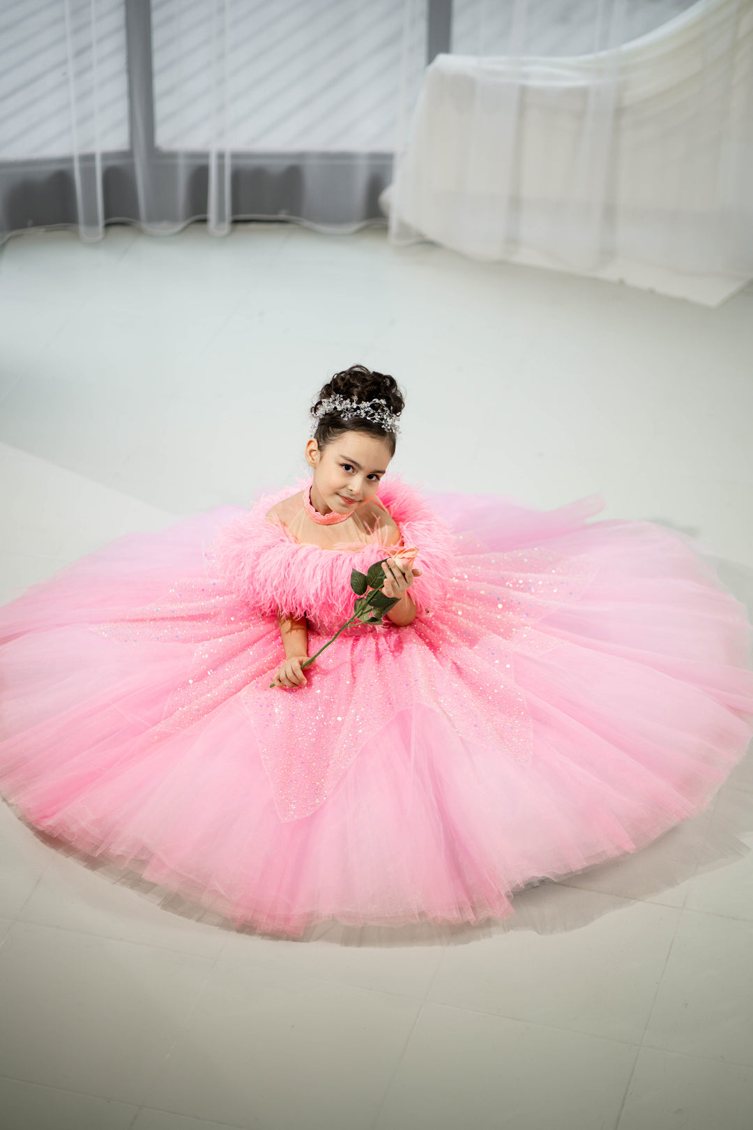 Blush pink birthday baby girl gown, first year birthday party dress, gown with train for baby, gorgeous fluffy dress for kids, tulle dress, Girls formal dress long, Ball dress for girls, Luxury dress for kids, Prom dress for kids, Blush dress, Toddler wedding dress, Tulle gown girls, Blush Flower Girl Dress, Lace flower girl dress, Girls ball gown, adorable girls&