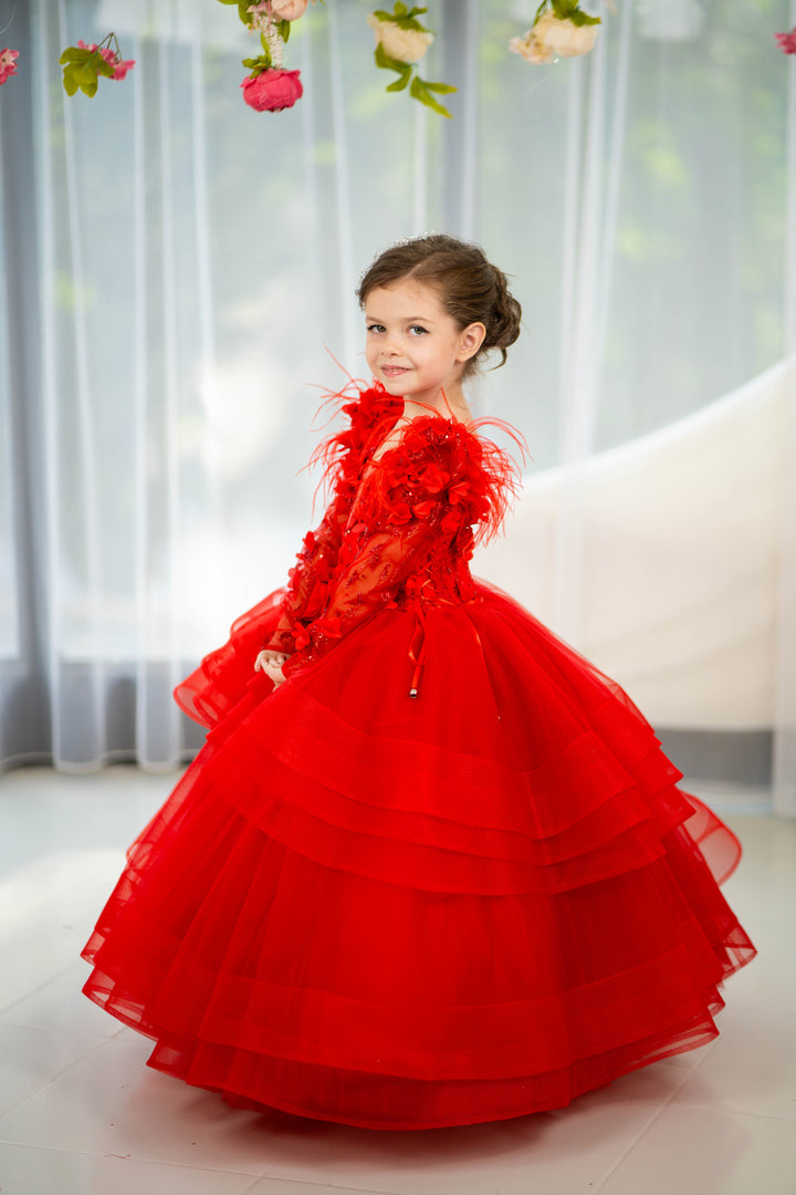 Birthday girl dress,Girls formal dress, First Baby Birthday Party Dress, Princess Girl Gown, Pageant Toddler Special Occasion Dress, White Luxury Christmas Pageant gown, Flower girl dress, red couture, Junior Bridesmaid dress, Maxi Prom Dress Ball Gown with Train,Baby Girl Princess Dress, stylish children&