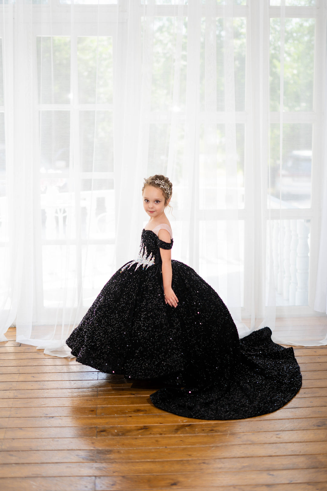 Black Glitz Pageant Dress For Girls
