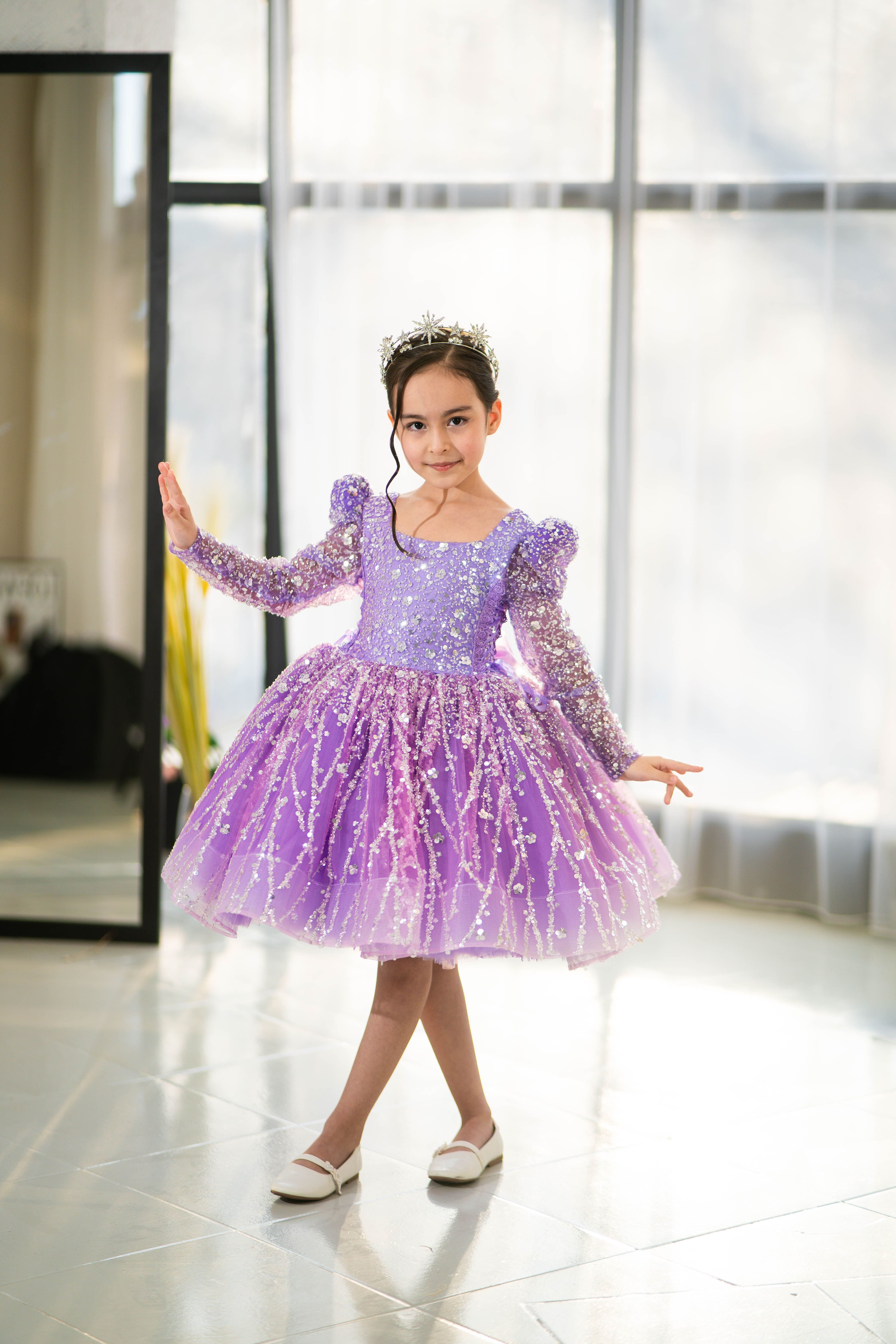 Princess Dress For Girls (Size 5-6 - Lilac - In Stock)