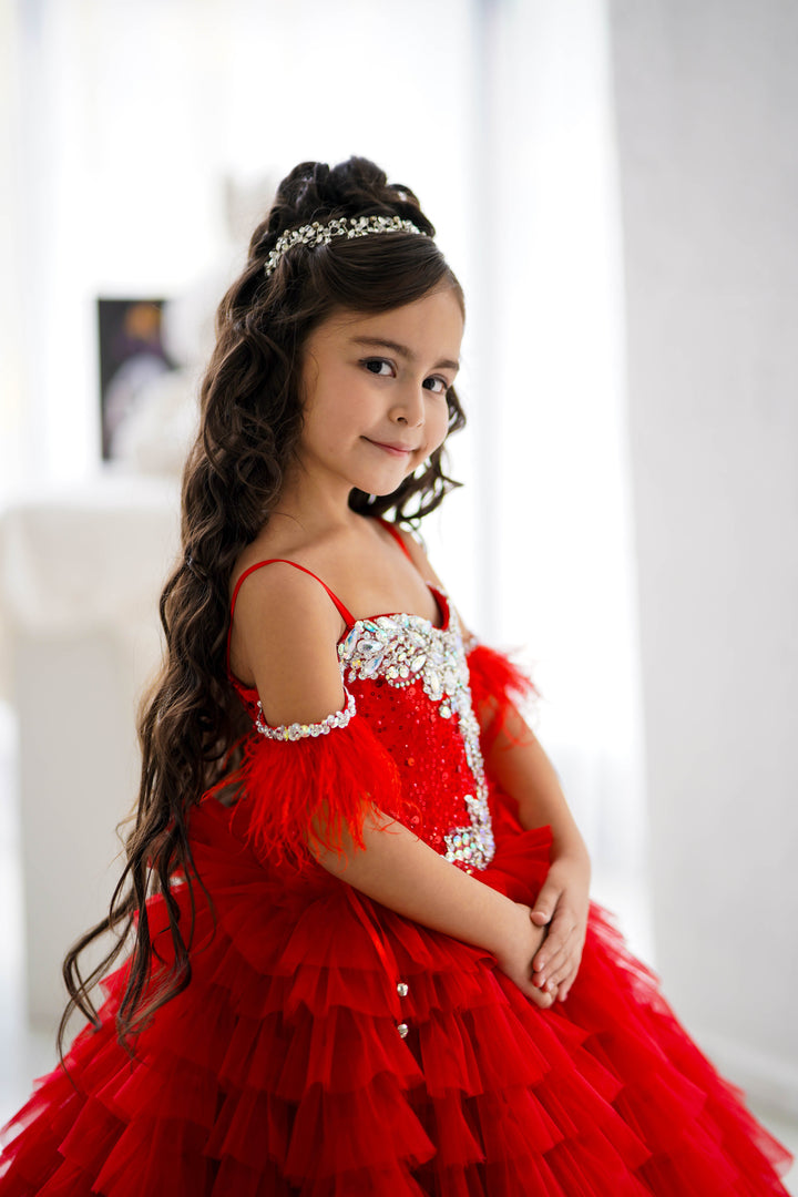 Special Occasion Gown For Girl (Size 6-7 - Red - In Stock)