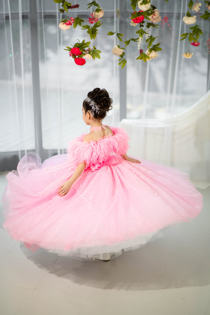 Blush pink birthday baby girl gown, first year birthday party dress, gown with train for baby, gorgeous fluffy dress for kids, tulle dress, Girls formal dress long, Ball dress for girls, Luxury dress for kids, Prom dress for kids, Blush dress, Toddler wedding dress, Tulle gown girls, Blush Flower Girl Dress, Lace flower girl dress, Girls ball gown, adorable girls&