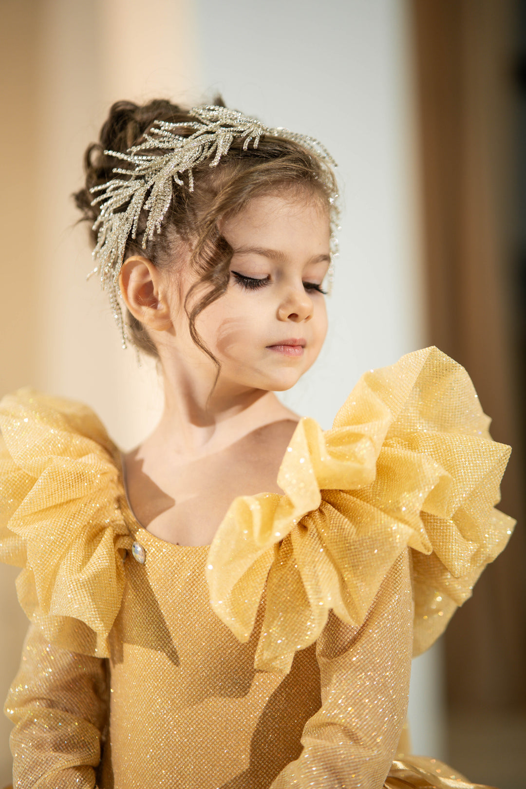 Children Pageant Gown (Size 5-6 - Gold - In Stock)