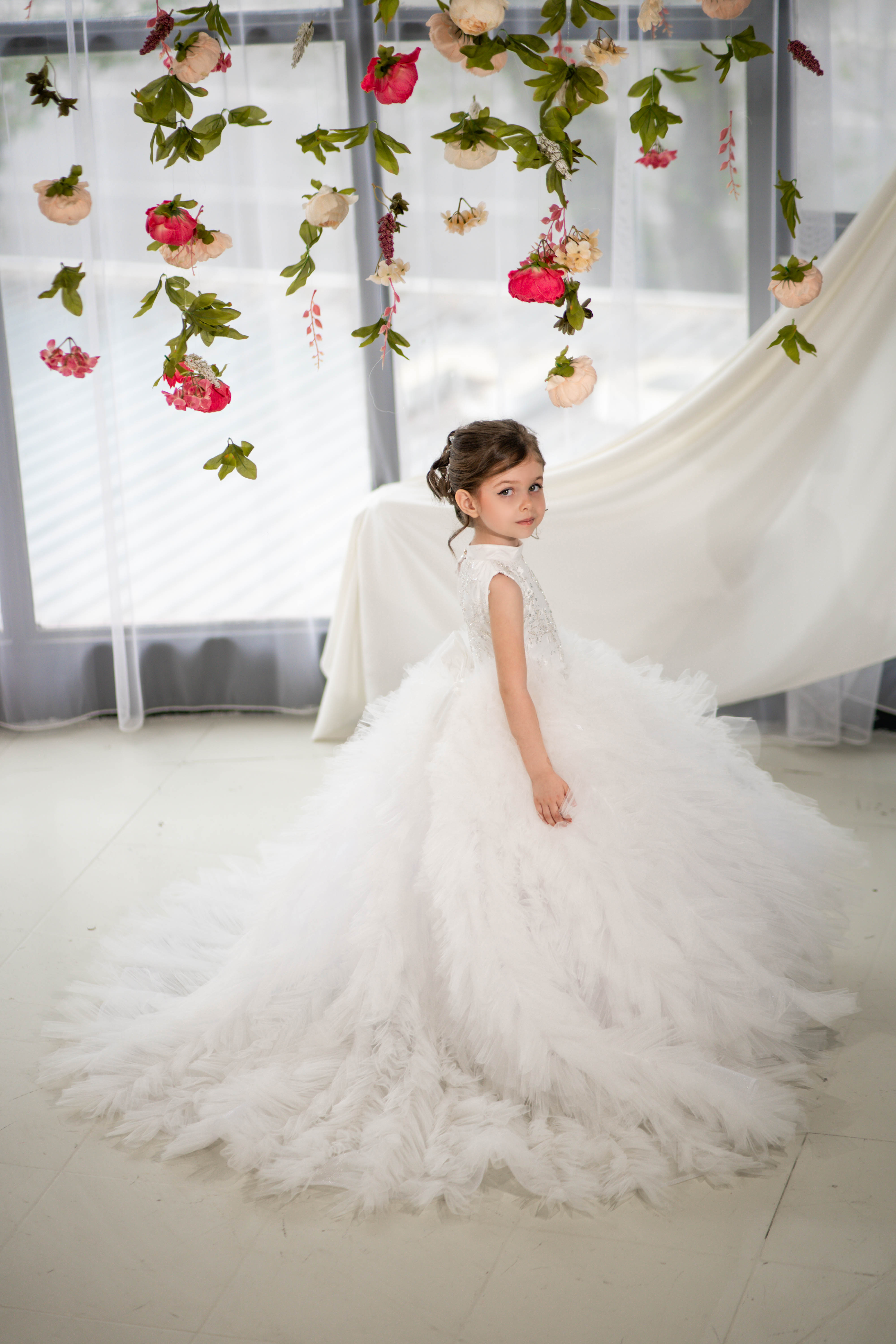 Christmas pageant gown, red couture dress, junior bridesmaid dress, maxi prom dress with train, baby princess dress, tulle pageant dress, special occasion dress for girls, ivory flower girl dress, white toddler flower girl dress, tutu dress, princess dress, tulle flower girl dress, pageant photoshoot dress, little girl party dress, toddler ball gown, elegant kids dress, girls' formal wear, girls' special event outfit, children's formal attire, kids' fancy dress, toddler party gown, adorable girls' clothing,