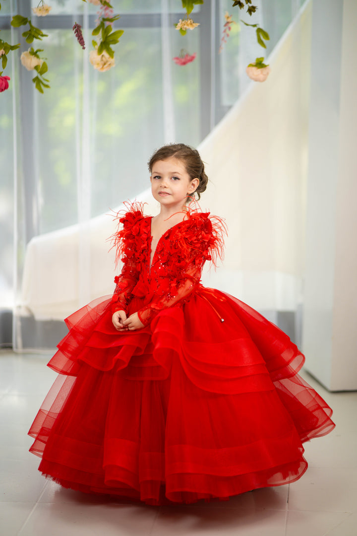Birthday girl dress,Girls formal dress, First Baby Birthday Party Dress, Princess Girl Gown, Pageant Toddler Special Occasion Dress, White Luxury Christmas Pageant gown, Flower girl dress, red couture, Junior Bridesmaid dress, Maxi Prom Dress Ball Gown with Train,Baby Girl Princess Dress, stylish children&