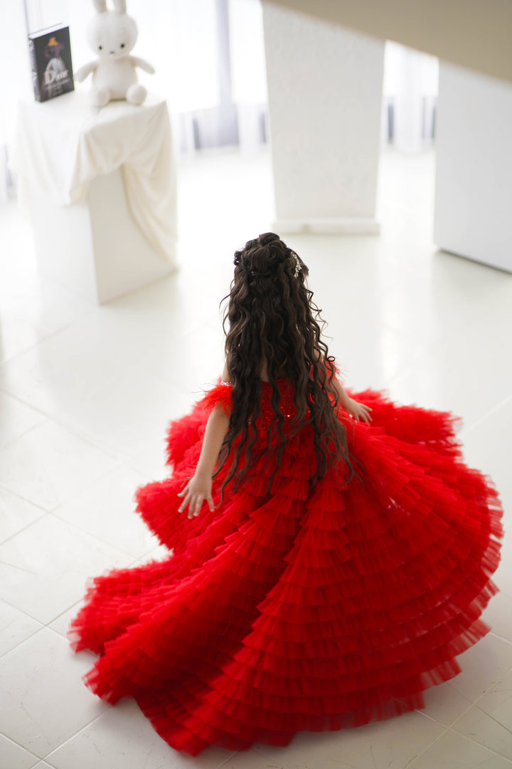 Special Occasion Gown For Girl (Size 6-7 - Red - In Stock)