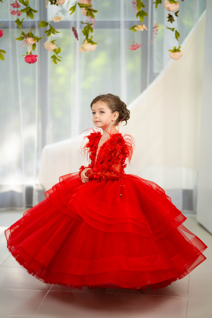 Birthday girl dress,Girls formal dress, First Baby Birthday Party Dress, Princess Girl Gown, Pageant Toddler Special Occasion Dress, White Luxury Christmas Pageant gown, Flower girl dress, red couture, Junior Bridesmaid dress, Maxi Prom Dress Ball Gown with Train,Baby Girl Princess Dress, stylish children&