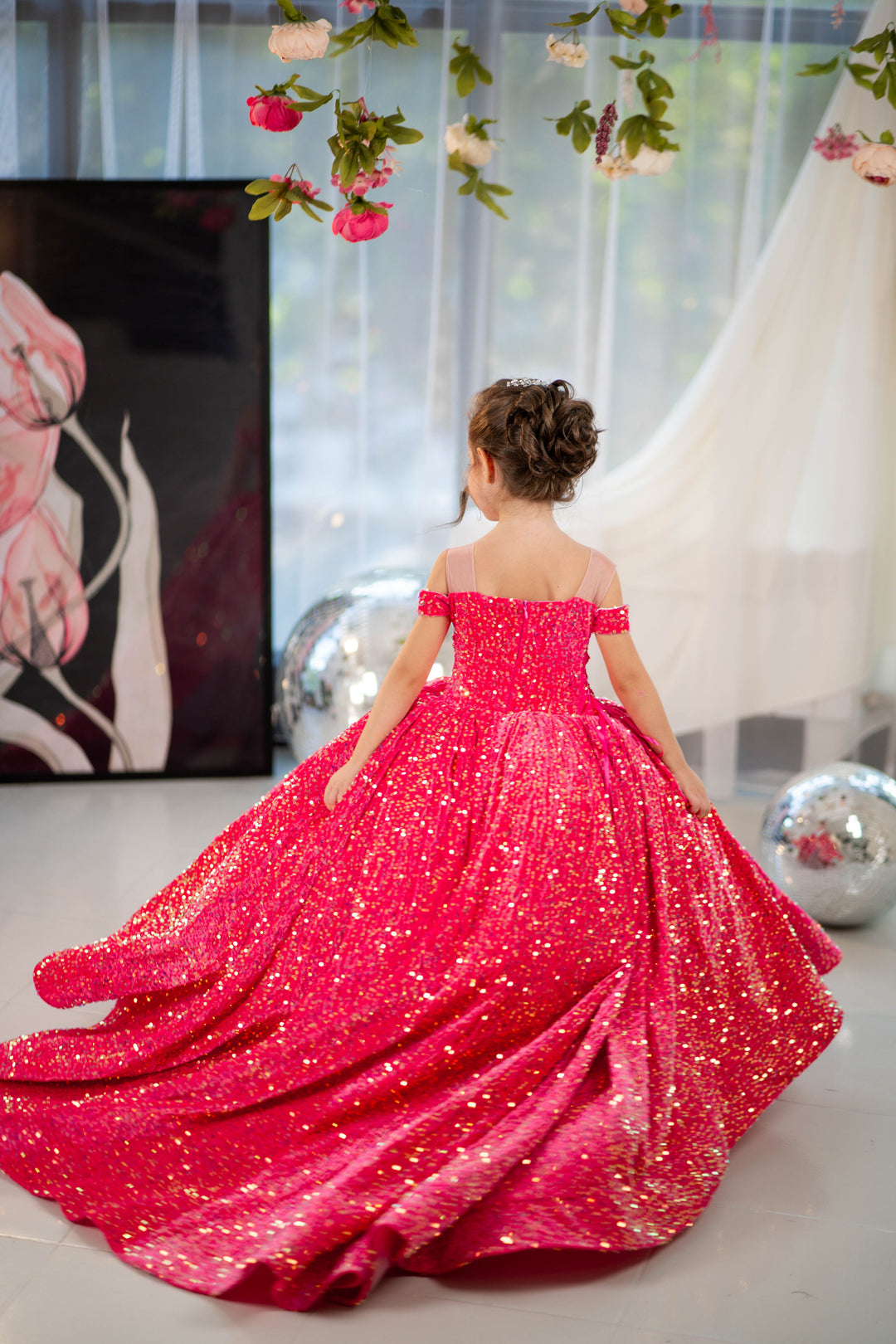 Glitz Pageant Dress For Girls (Size 4-5 - Bright Pink - In Stock)