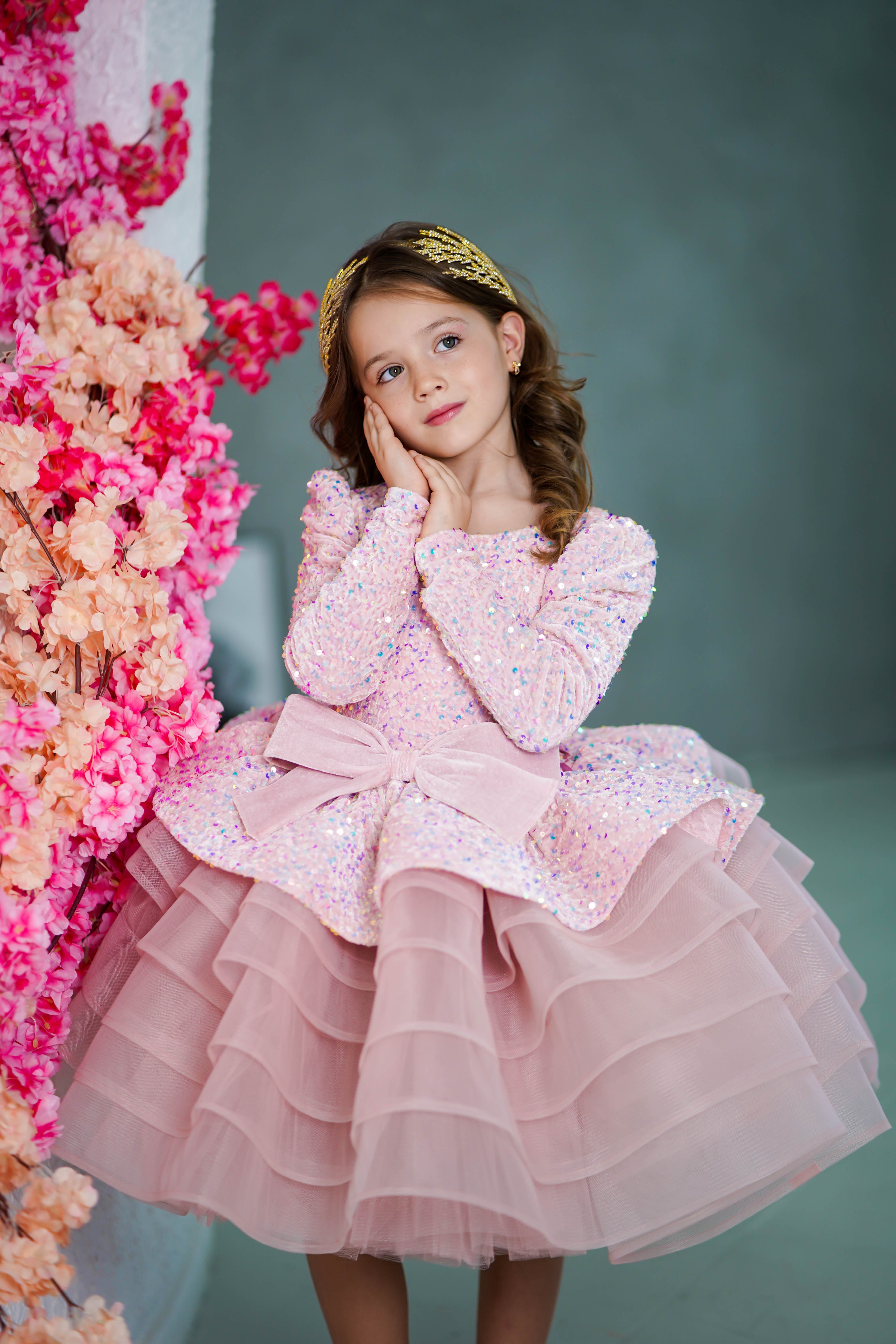 Party Dress For Girls (Size 5-6 - Pink - In Stock)