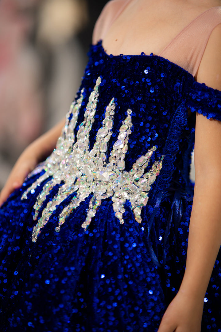 Glitz Pageant Dress For Girl (Size 5-6 - Royal Blue - In Stock)
