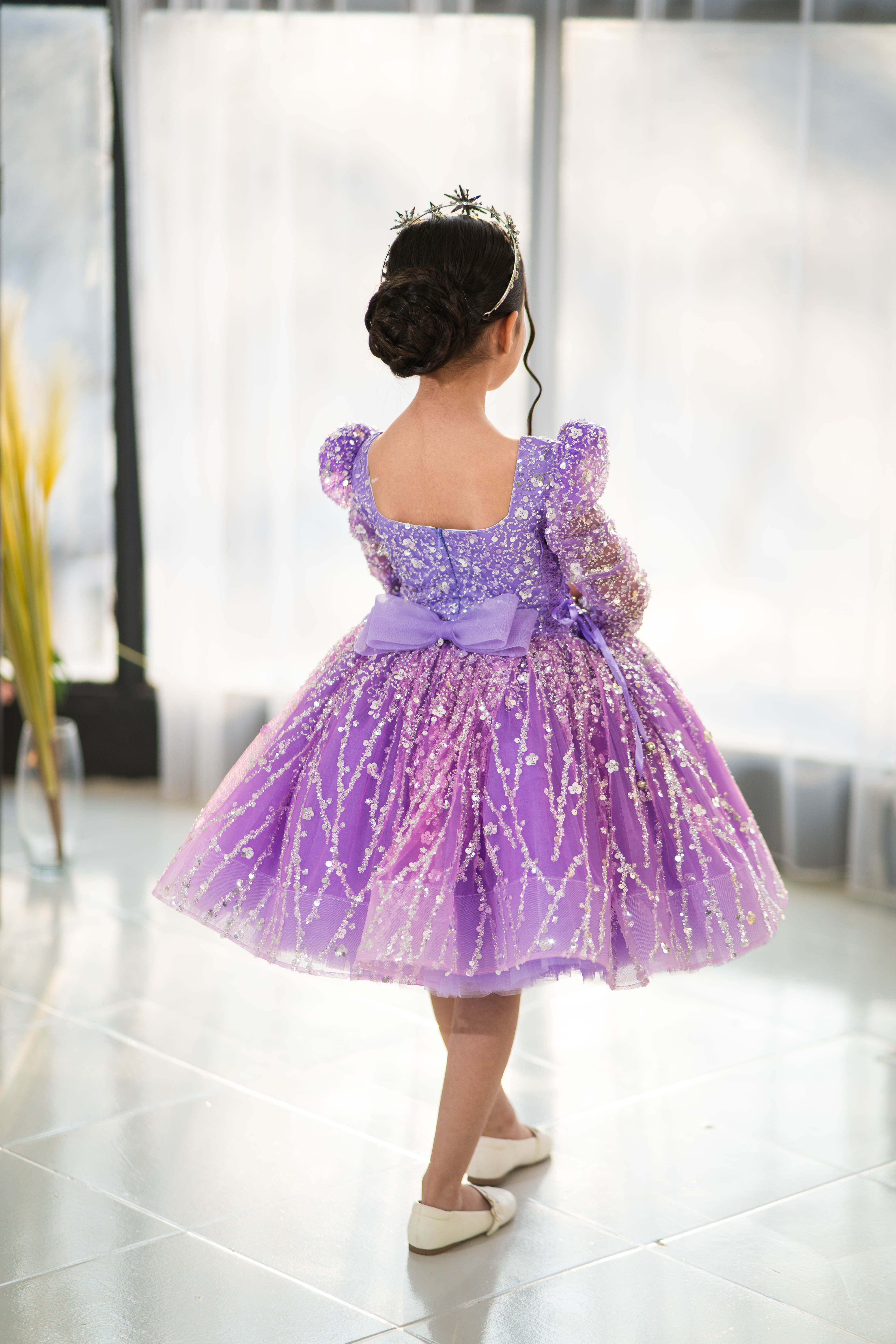 Princess Dress For Girls (Size 6-7- Lilac - In Stock)