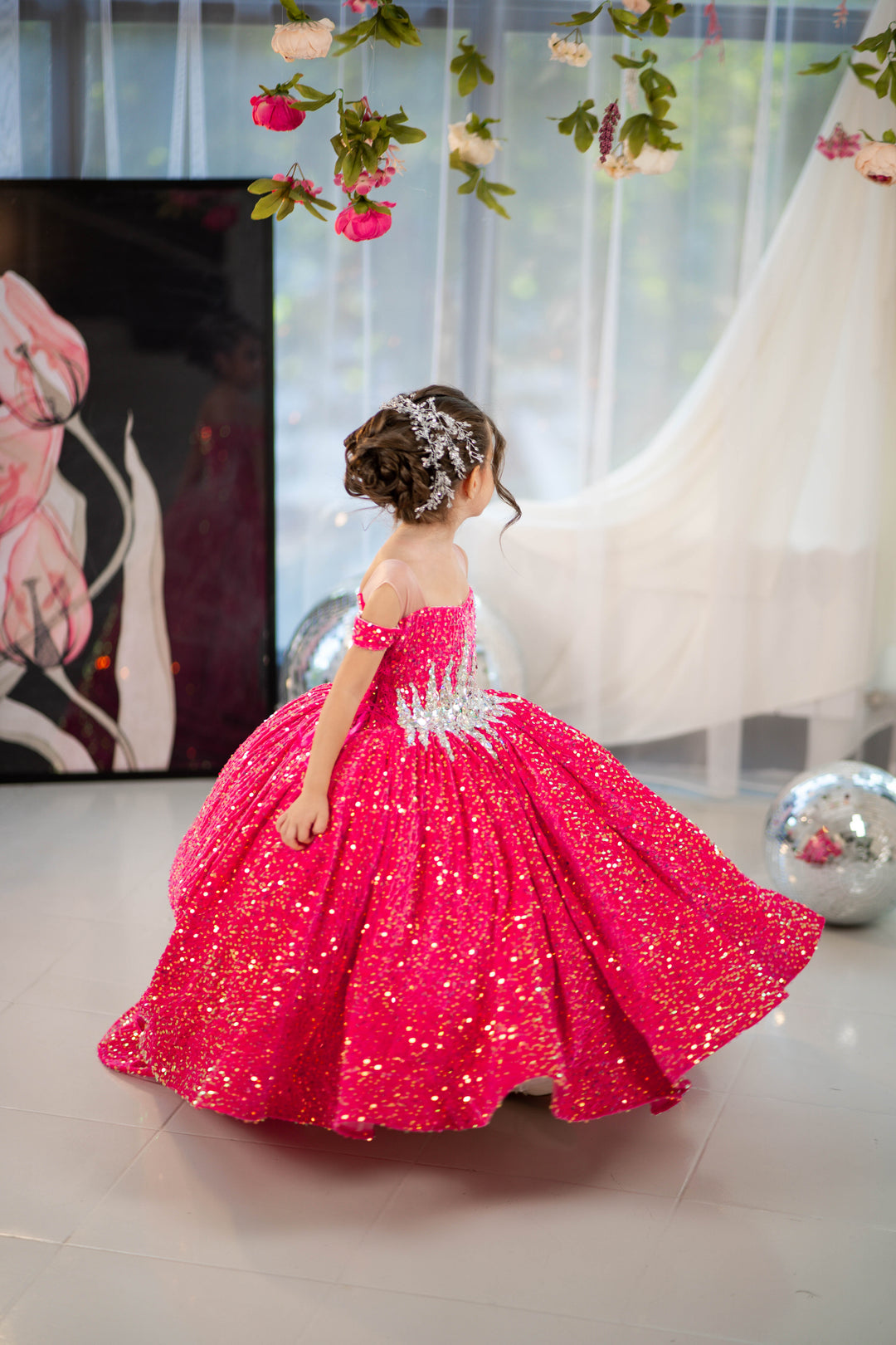 Glitz Pageant Dress For Girls (Size 4-5 - Bright Pink - In Stock)