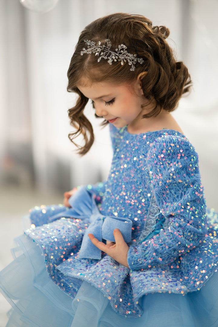 Party Dress For Girls (Size 4-5 - Blue - In Stock)