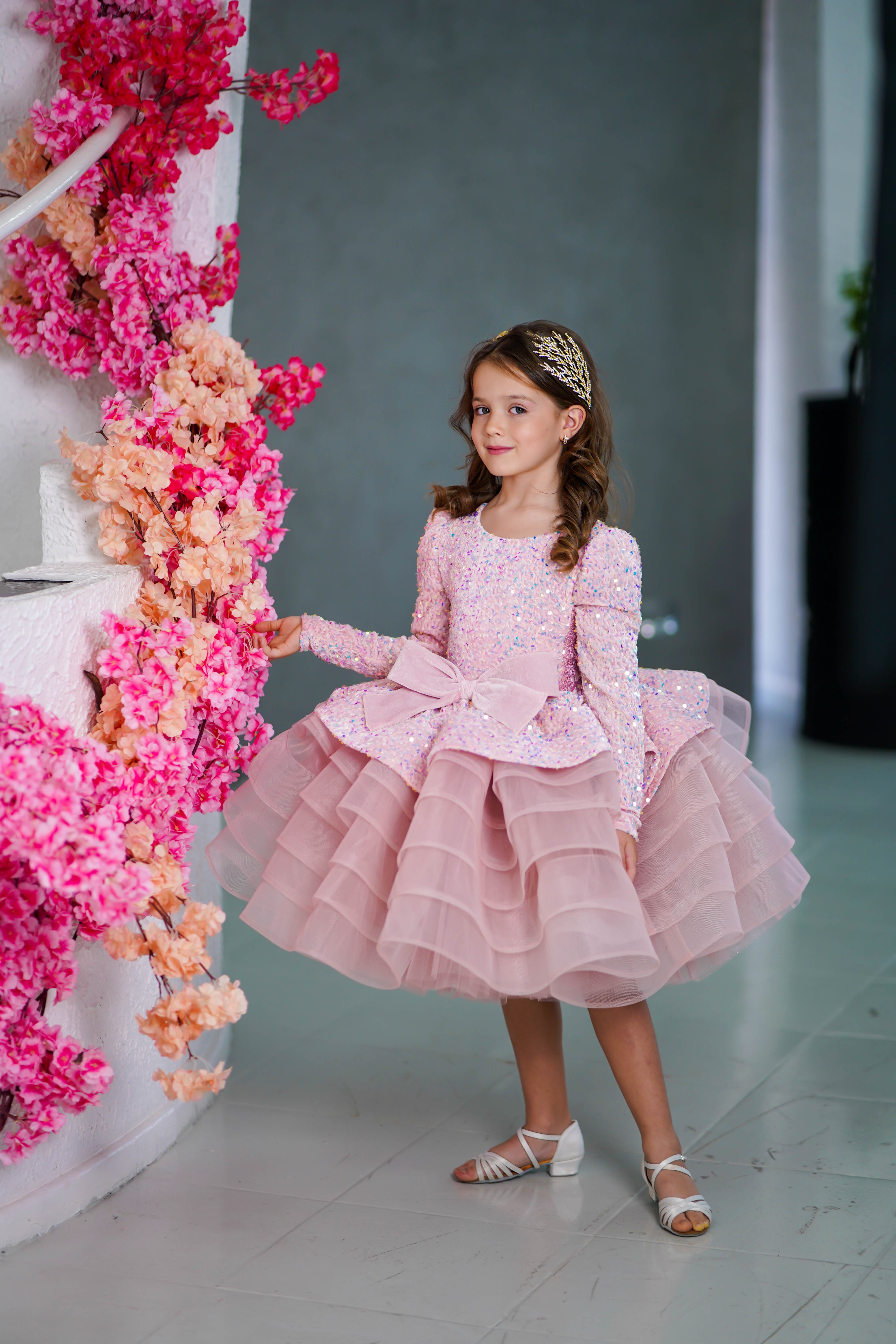 Party Dress For Girls (Size 5-6 - Pink - In Stock)