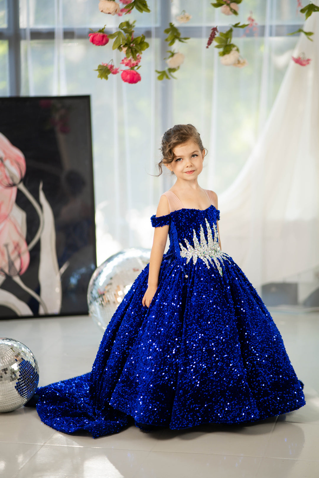 Glitz Pageant Dress For Girl (Size 5-6 - Royal Blue - In Stock)
