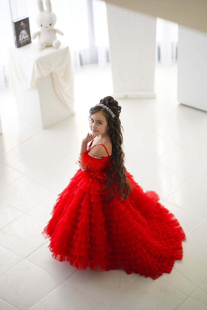 Special Occasion Gown For Girl (Size 6-7 - Red - In Stock)