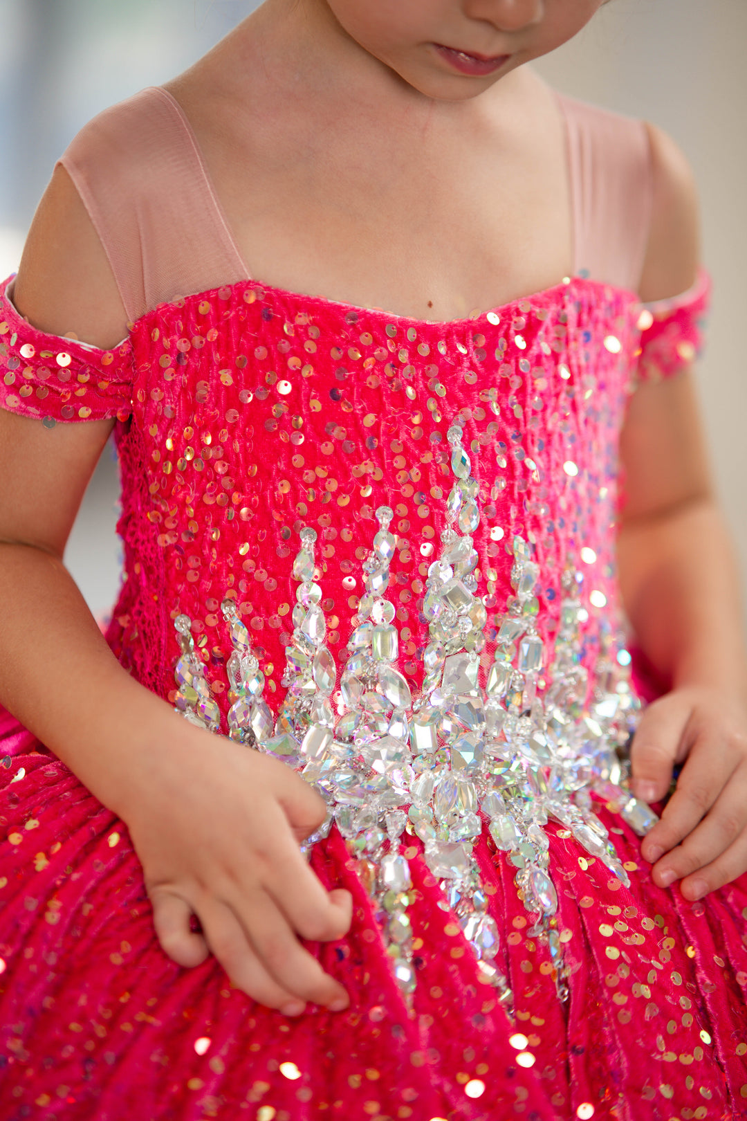 Glitz Pageant Dress For Girls (Size 4-5 - Bright Pink - In Stock)