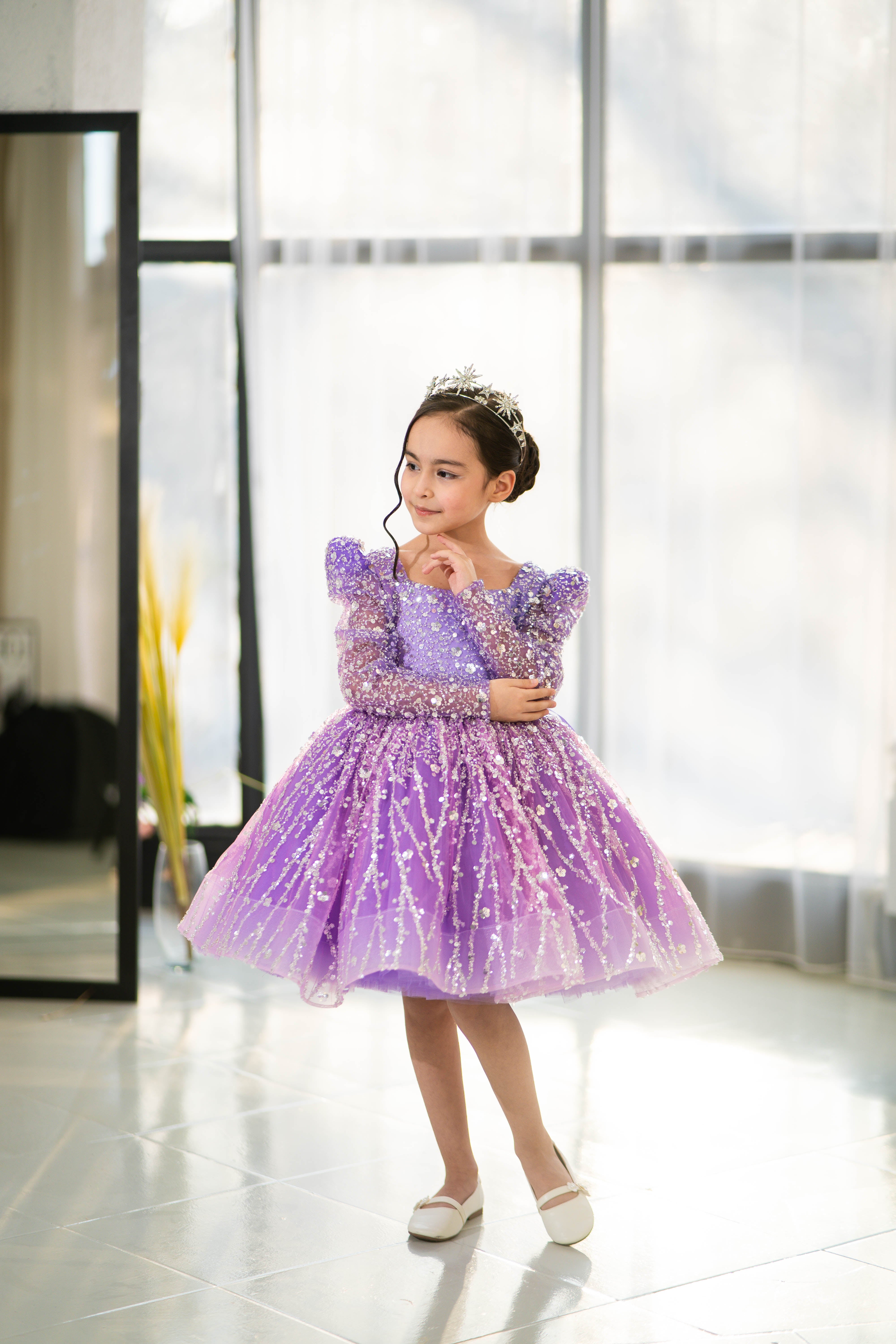 Princess Dress For Girls (Size 4-5 Lilac - In Stock)