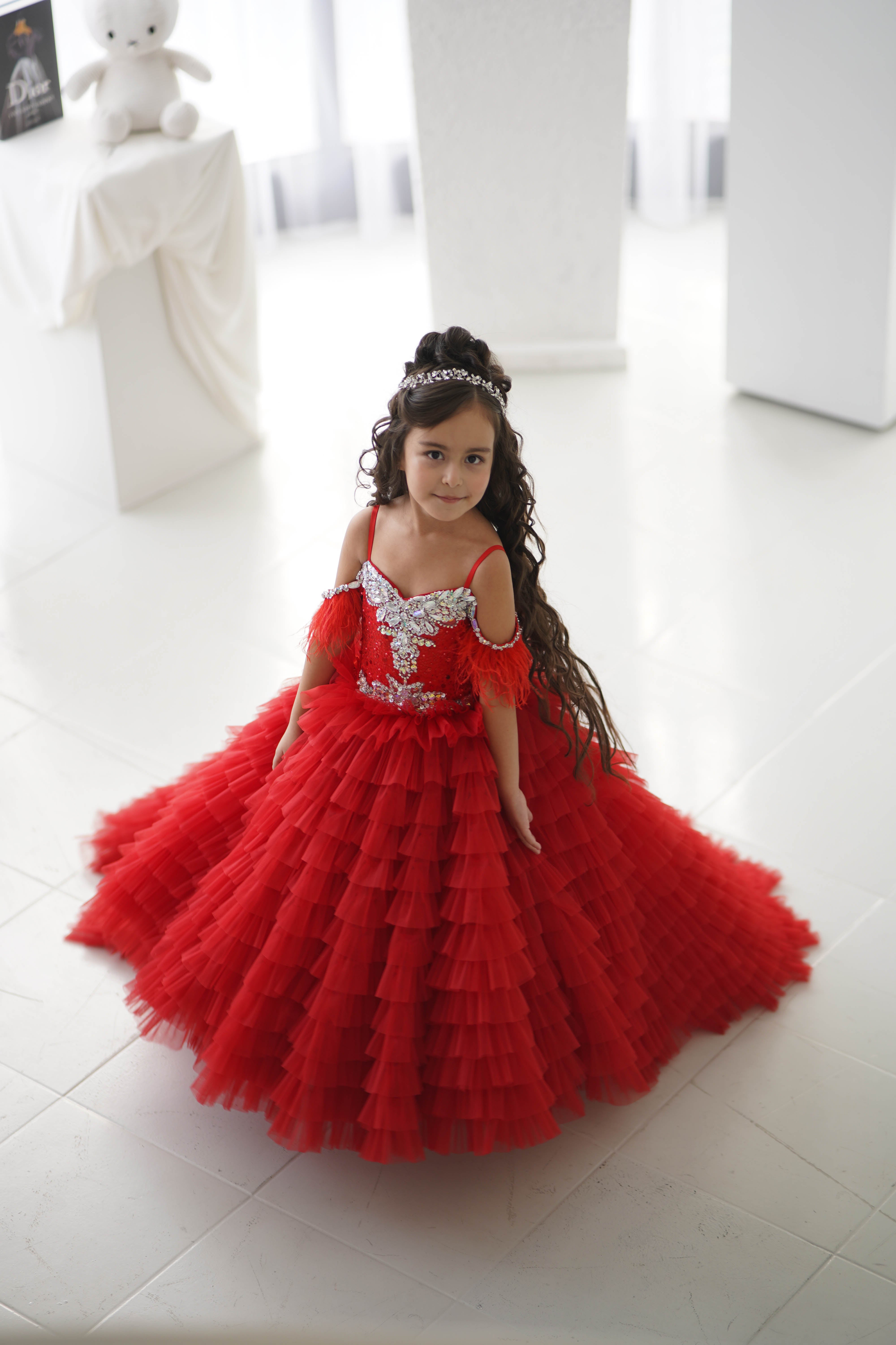 Special Occasion Gown For Girl (Size 6-7/Red/In Stock)