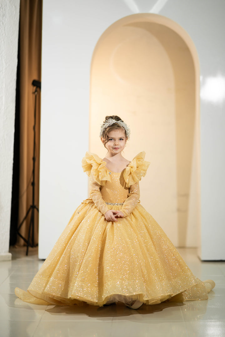 Children Pageant Gown (Size 5-6 - Gold - In Stock)