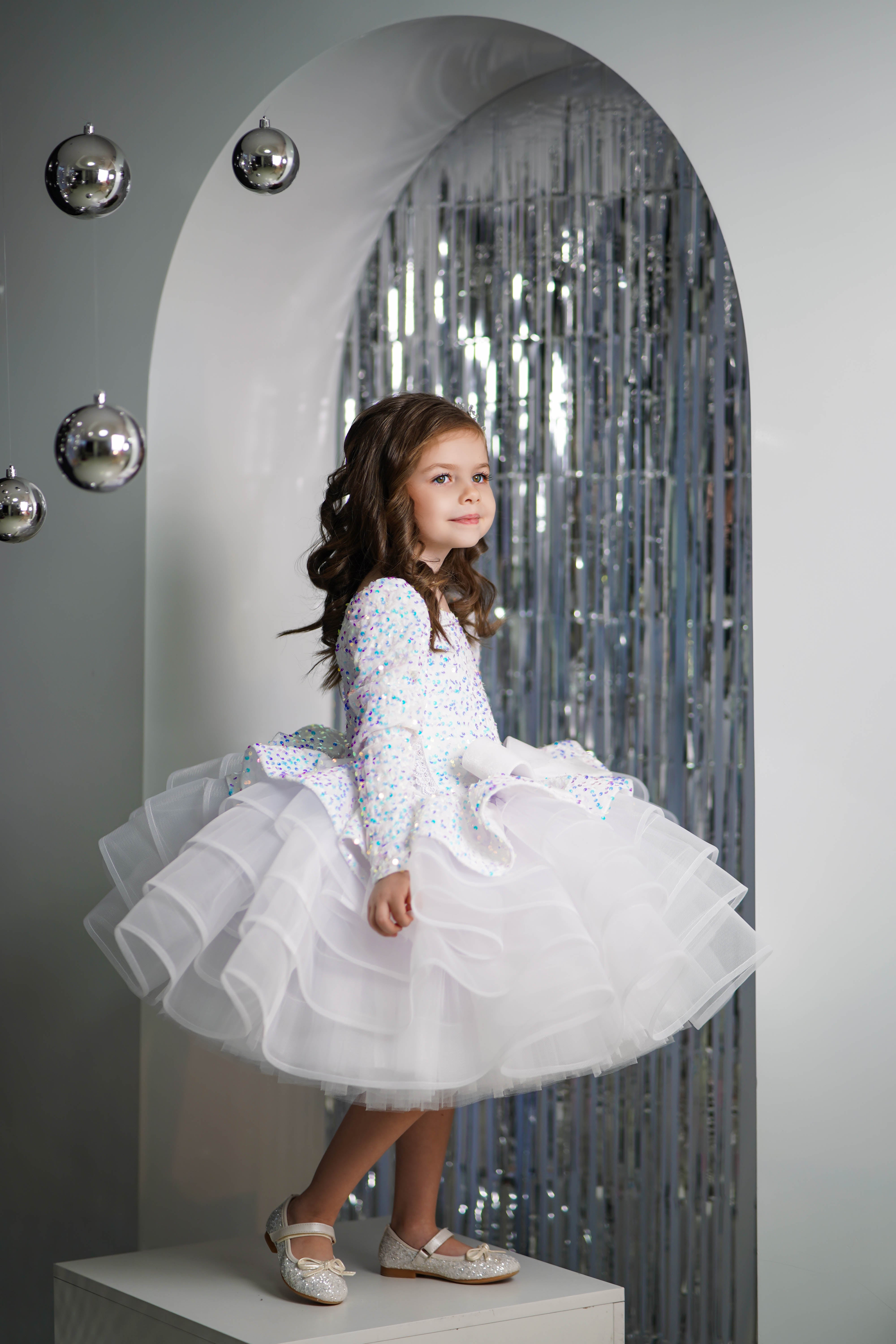 Christmas pageant gown, princess dress, junior bridesmaid dress, maxi prom dress with train, baby princess dress, tulle pageant dress, special occasion dress for girls, ivory flower girl dress, white toddler flower girl dress, tutu dress, princess dress, tulle flower girl dress, pageant photoshoot dress, little girl party dress, toddler ball gown, elegant kids dress, girls' formal wear, girls' special event outfit, children's formal attire, kids' fancy dress, toddler party gown, adorable girls' clothing, cu