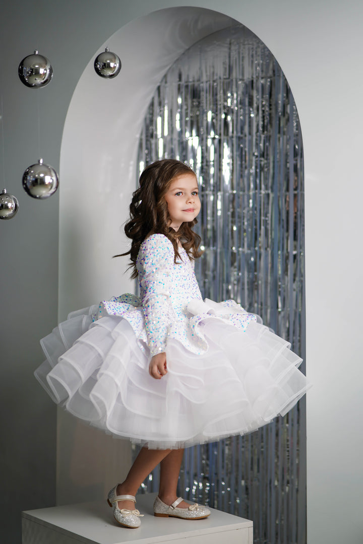Christmas pageant gown, princess dress, junior bridesmaid dress, maxi prom dress with train, baby princess dress, tulle pageant dress, special occasion dress for girls, ivory flower girl dress, white toddler flower girl dress, tutu dress, princess dress, tulle flower girl dress, pageant photoshoot dress, little girl party dress, toddler ball gown, elegant kids dress, girls&