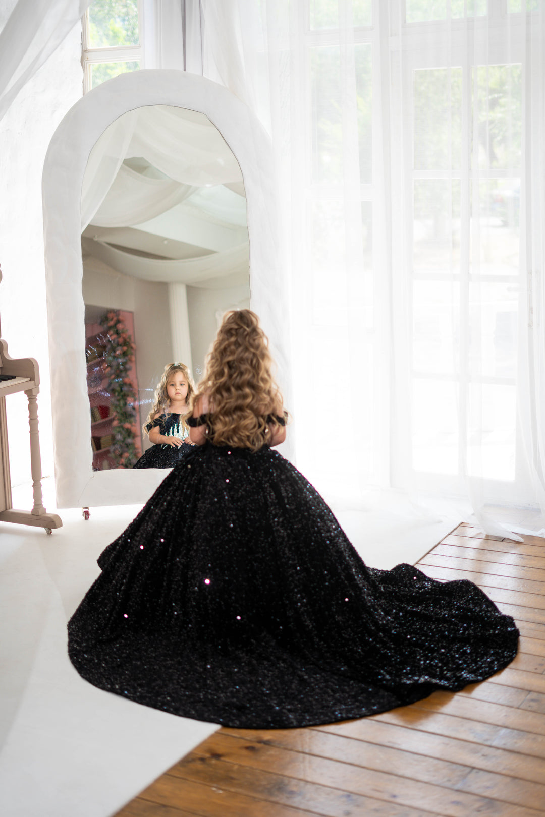 Black Glitz Pageant Dress For Girls