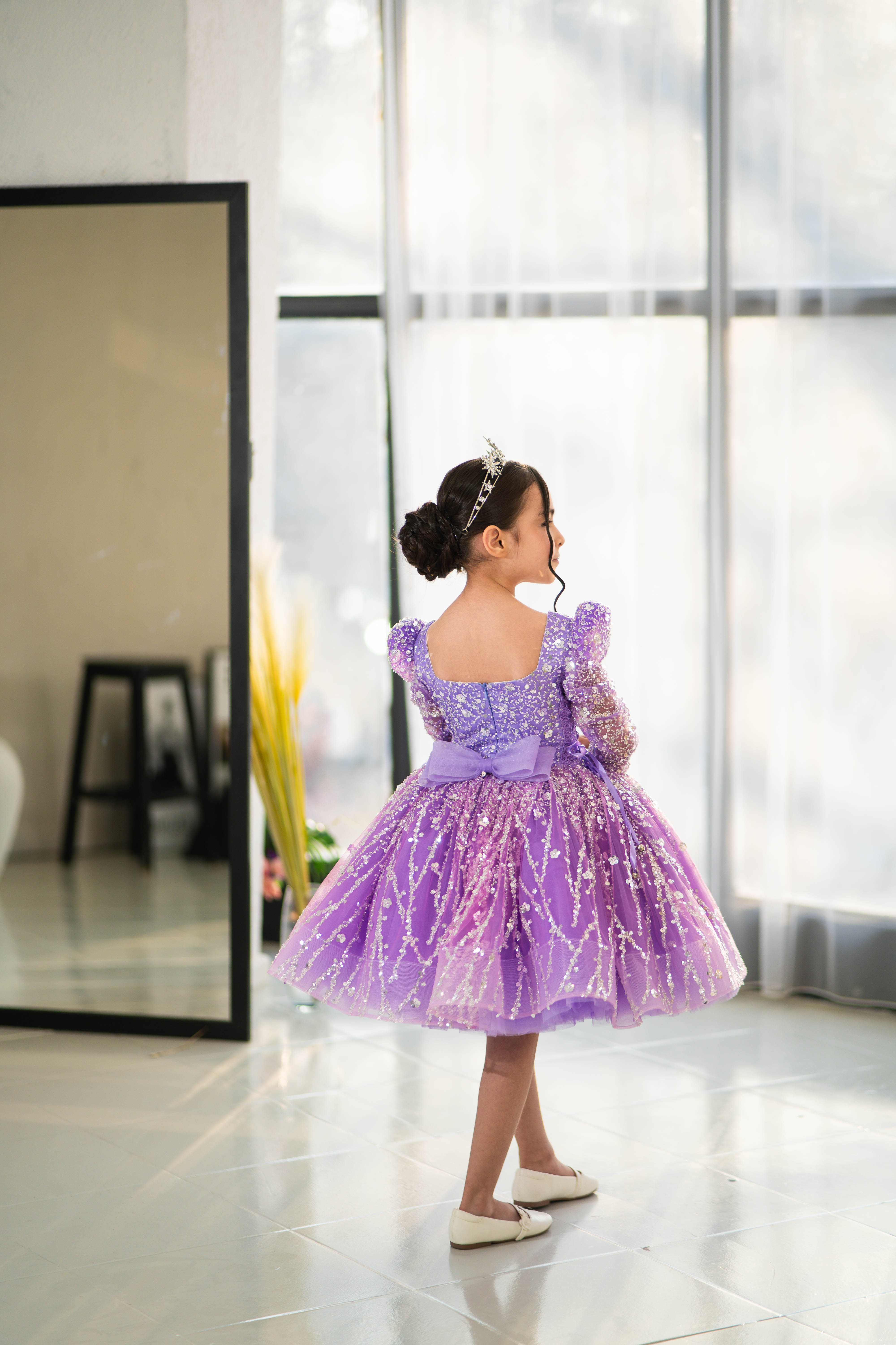 Princess Dress For Girls (Size 6-7- Lilac - In Stock)