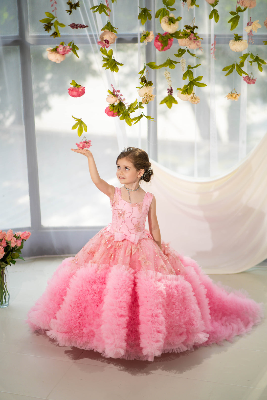 Christmas pageant gown, red couture dress, junior bridesmaid dress, maxi prom dress with train, baby princess dress, tulle pageant dress, special occasion dress for girls, ivory flower girl dress, white toddler flower girl dress, tutu dress, princess dress, tulle flower girl dress, pageant photoshoot dress, little girl party dress, toddler ball gown, elegant kids dress, girls&