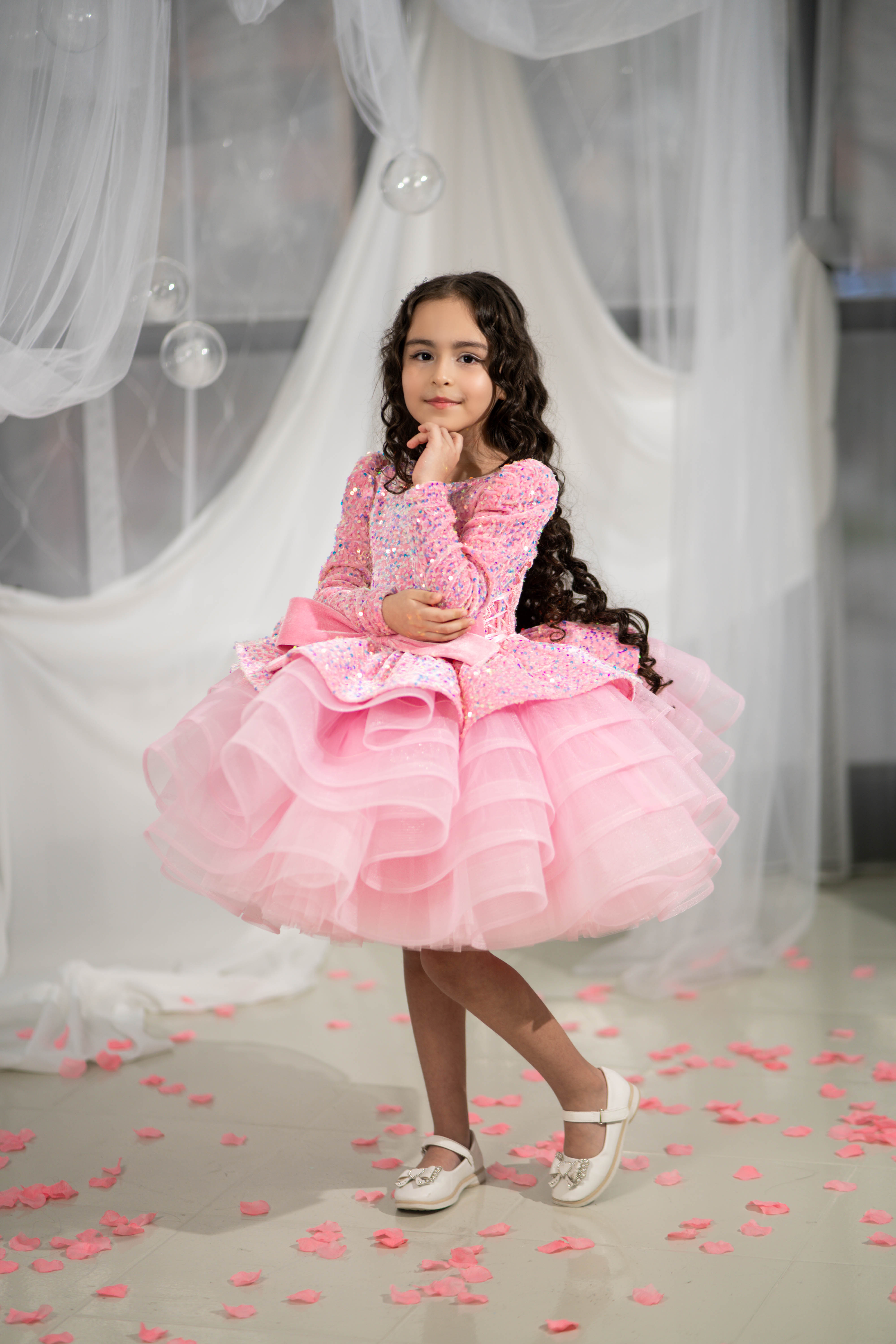 Party Dress For Girls (Size 5-6 - Pink - In Stock)