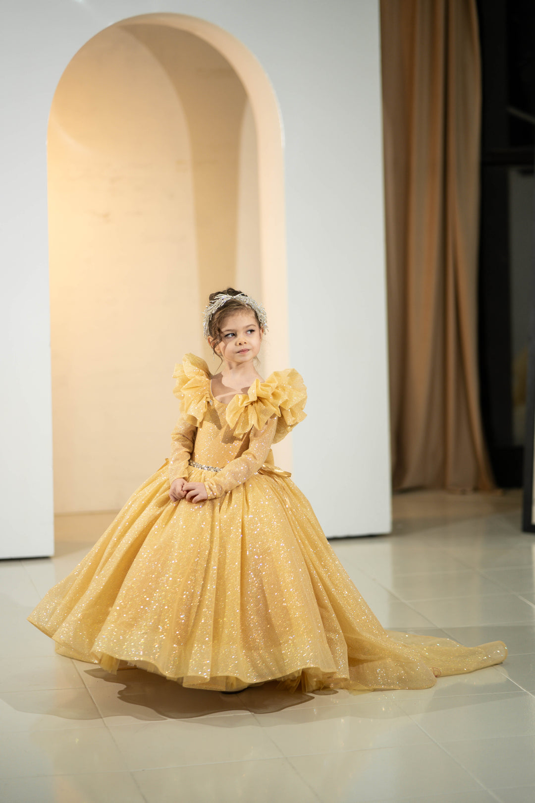 Children Pageant Gown (Size 5-6 - Gold - In Stock)