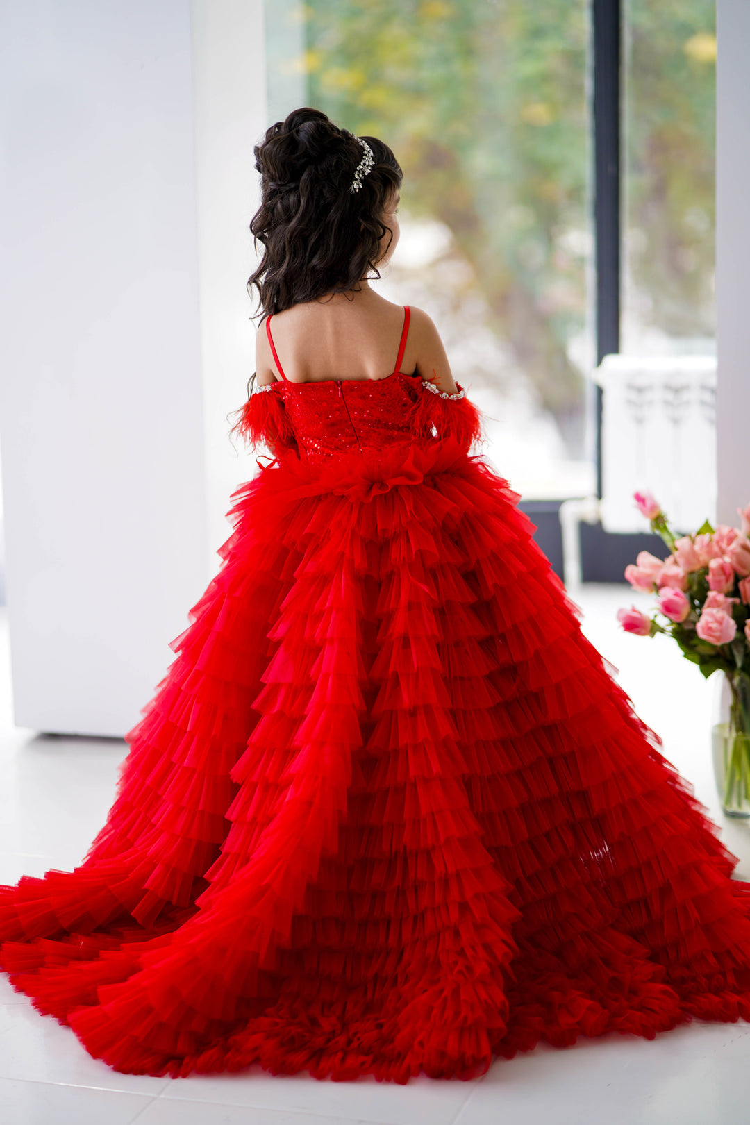 Special Occasion Gown For Girl (Size 6-7 - Red - In Stock)