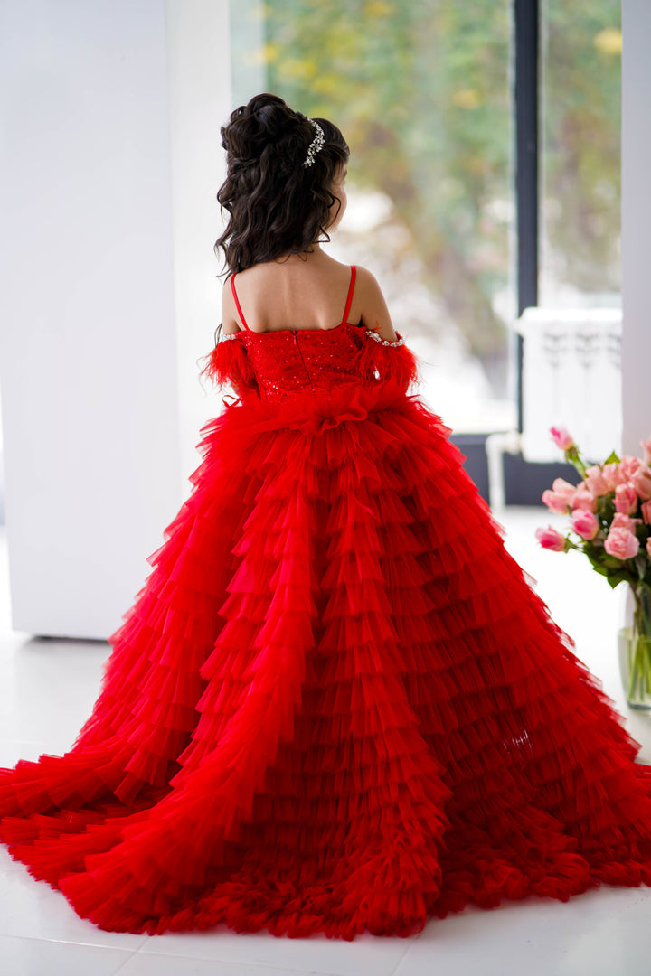 Special Occasion Gown For Girl (Size 6-7 - Red - In Stock)