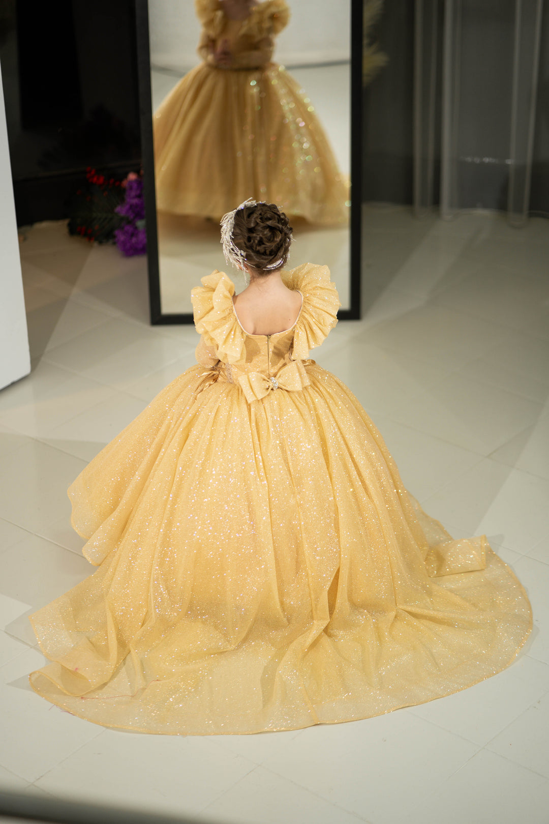 Children Pageant Gown (Size 5-6 - Gold - In Stock)