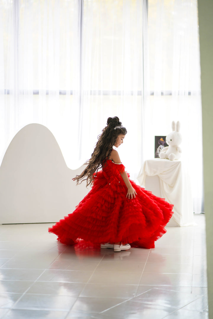 Special Occasion Gown For Girl (Size 6-7 - Red - In Stock)