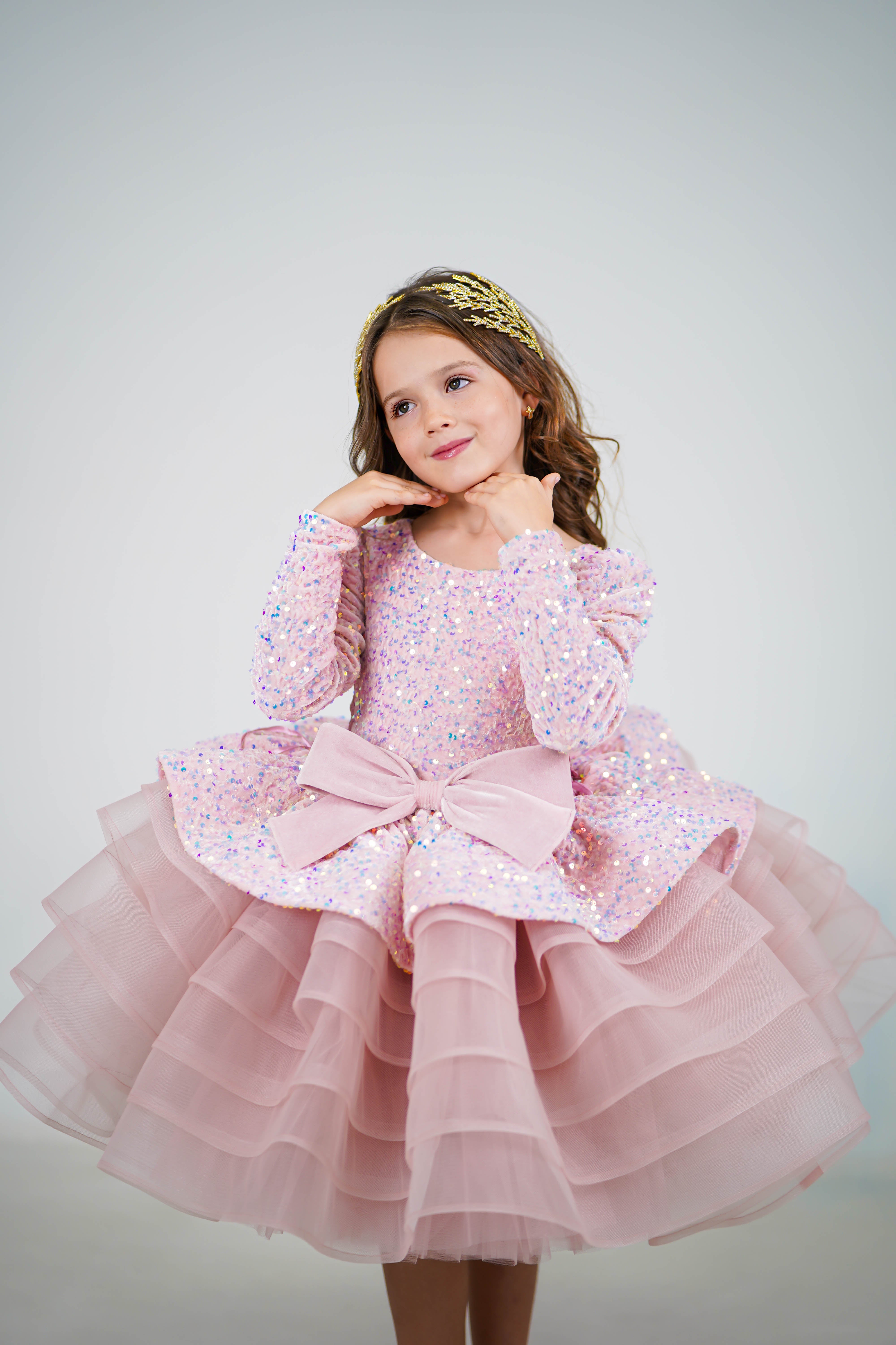 Party Dress For Girls (Size 5-6 - Pink - In Stock)