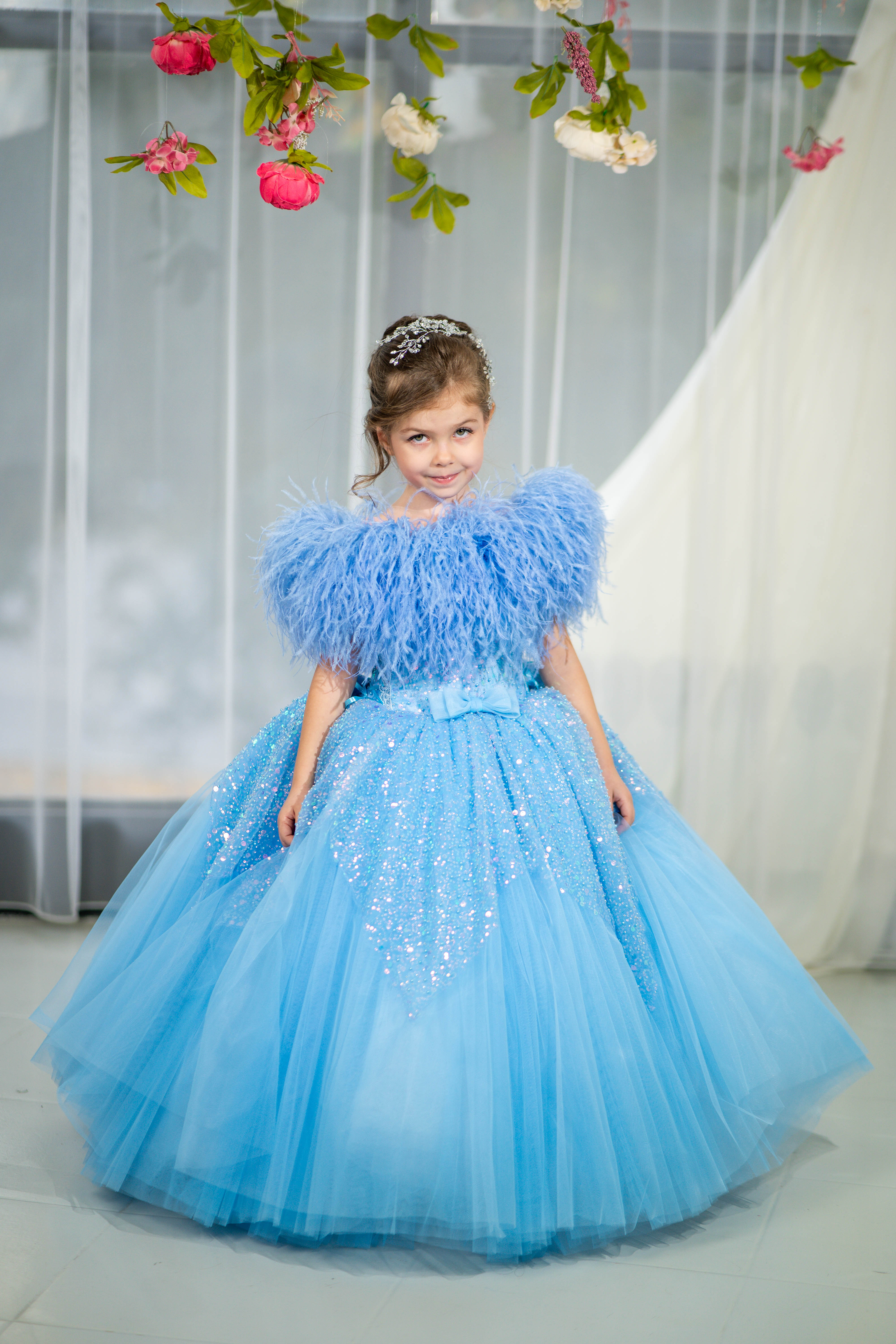 Pageant Gown For Children (Pink/Blue/Lilac/White)