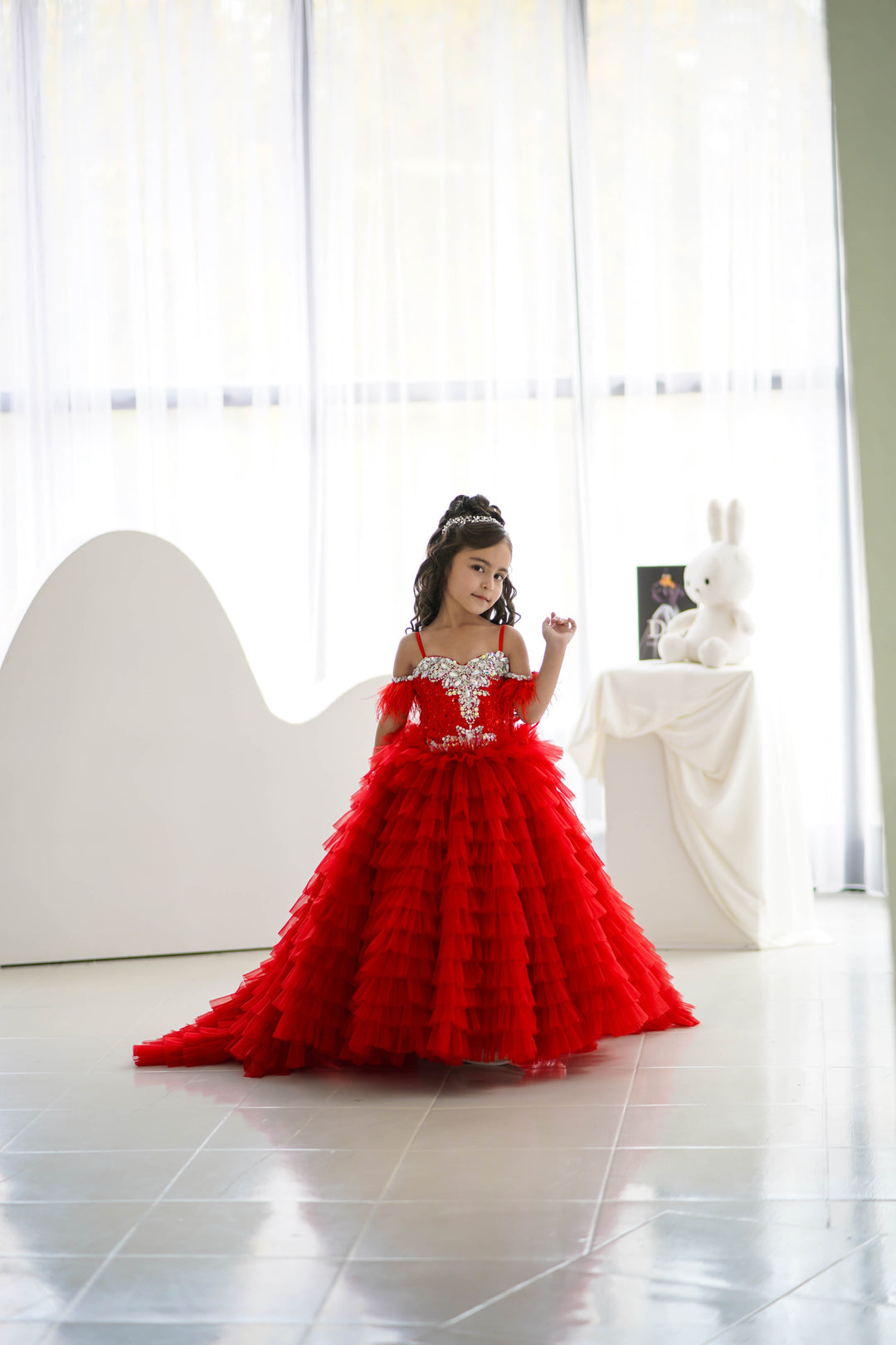 Special Occasion Gown For Girl (Size 6-7 - Red - In Stock)