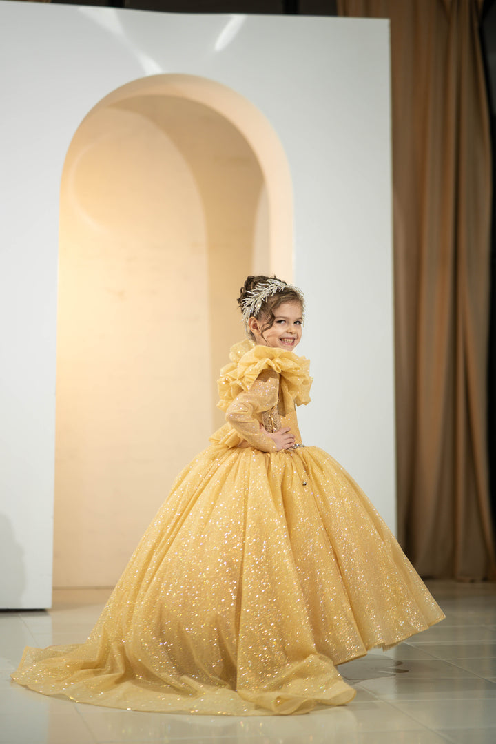 Children Pageant Gown (Size 5-6 - Gold - In Stock)