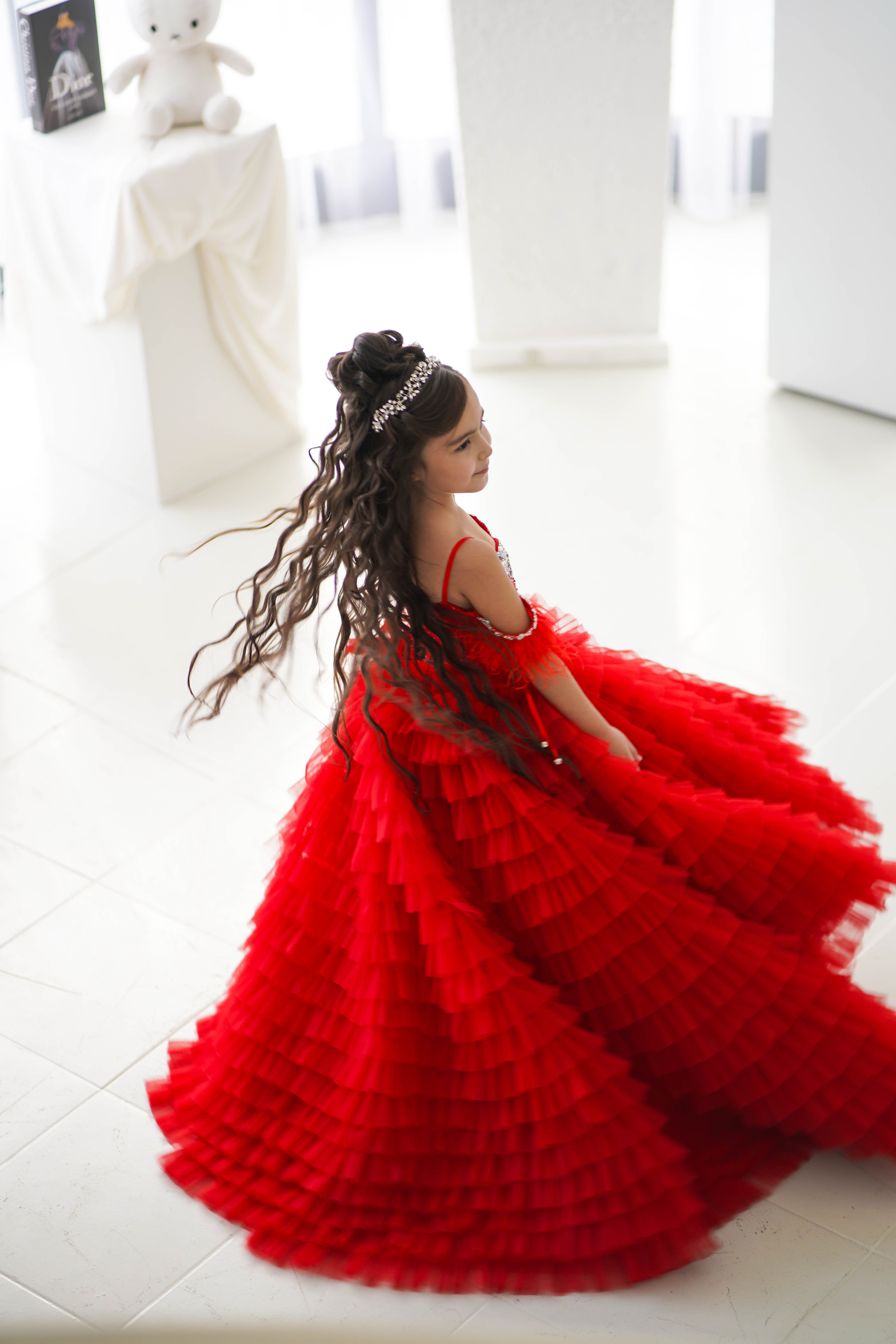 Special Occasion Gown For Girl (Size 6-7/Red/In Stock)