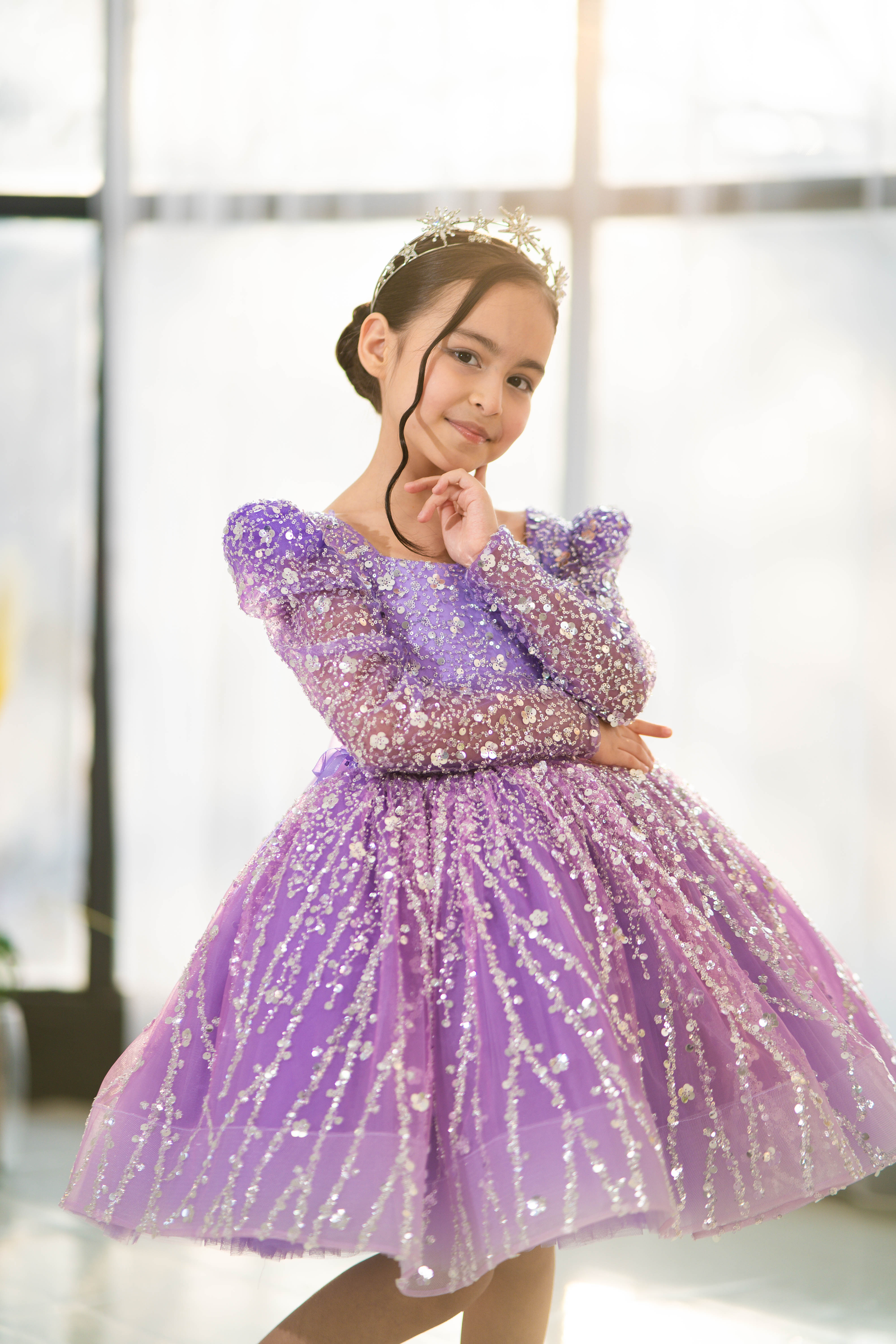 Princess Dress For Girls (Size 6-7- Lilac - In Stock)