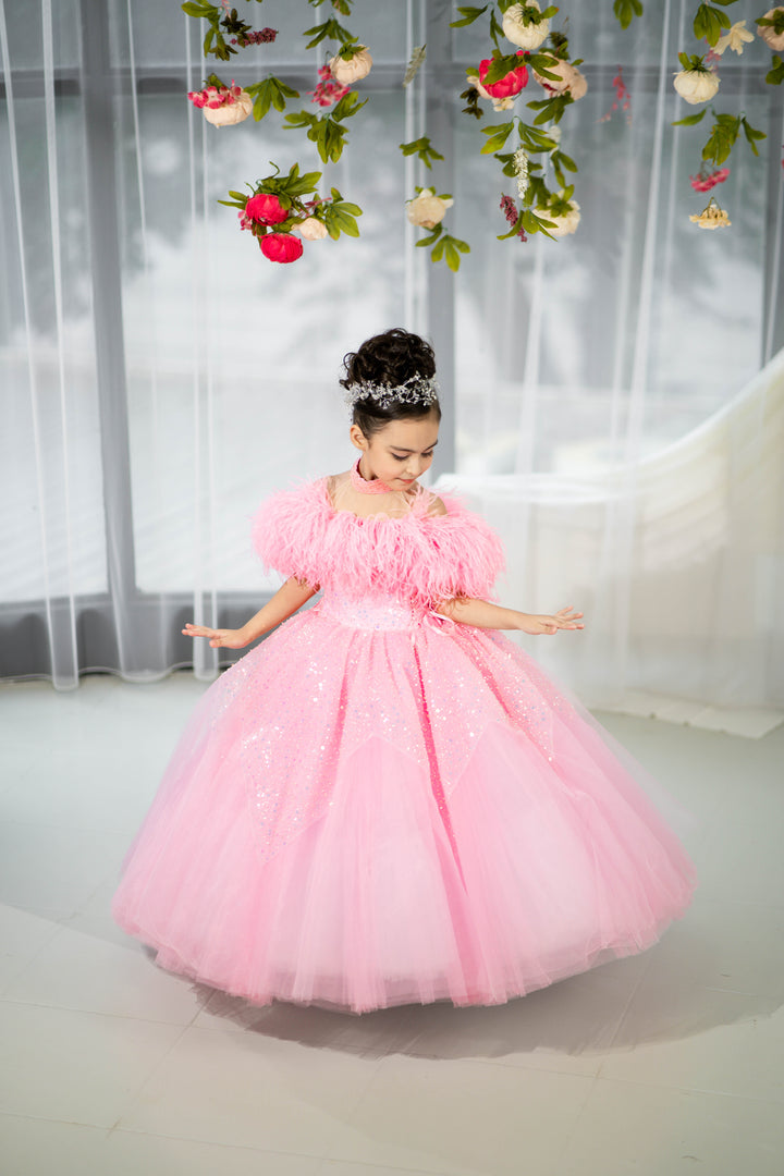 Blush pink birthday baby girl gown, first year birthday party dress, gown with train for baby, gorgeous fluffy dress for kids, tulle dress, Girls formal dress long, Ball dress for girls, Luxury dress for kids, Prom dress for kids, Blush dress, Toddler wedding dress, Tulle gown girls, Blush Flower Girl Dress, Lace flower girl dress, Girls ball gown, adorable girls&